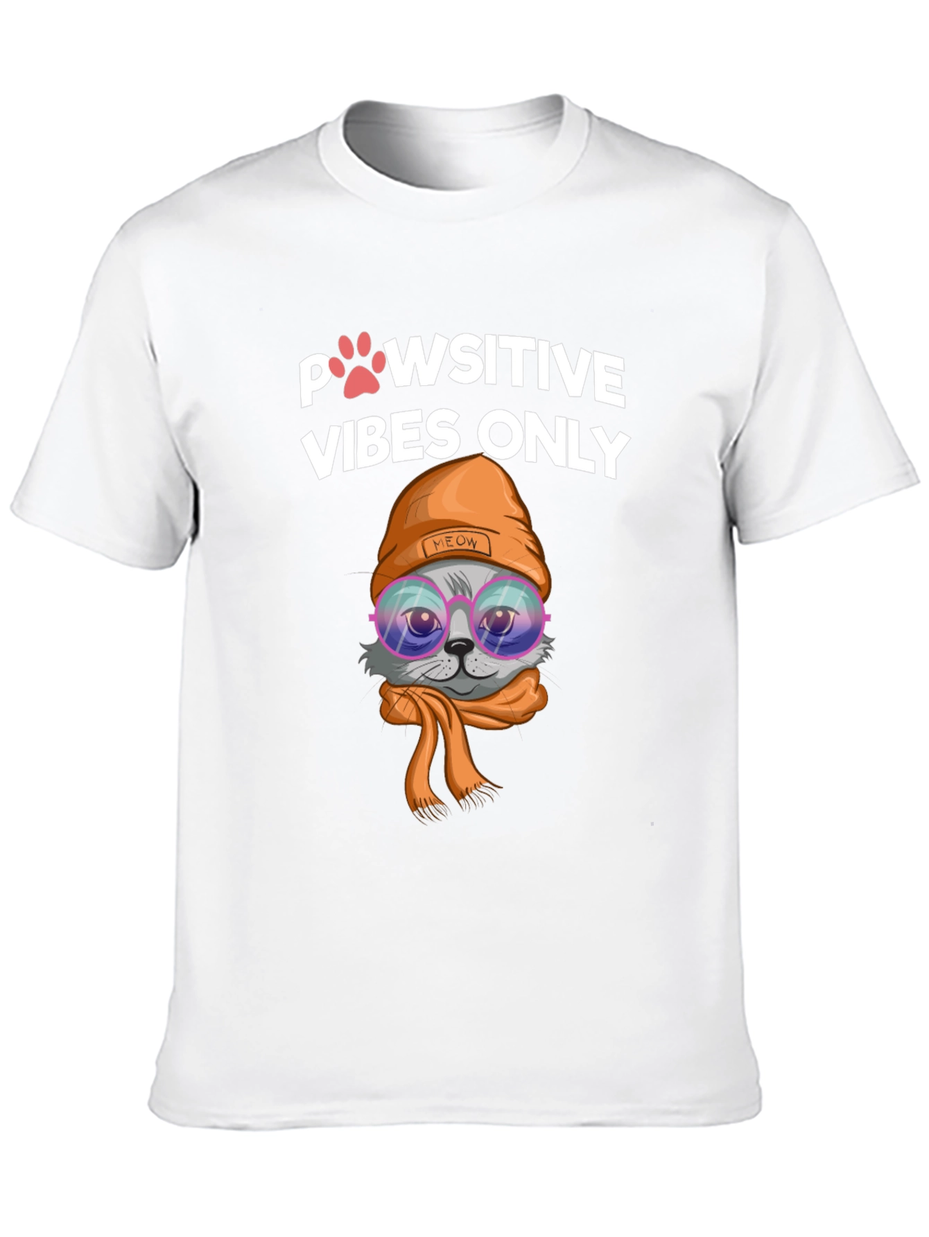 Pawsitive Vibes Cat Graphic Tee - Trendy Style!