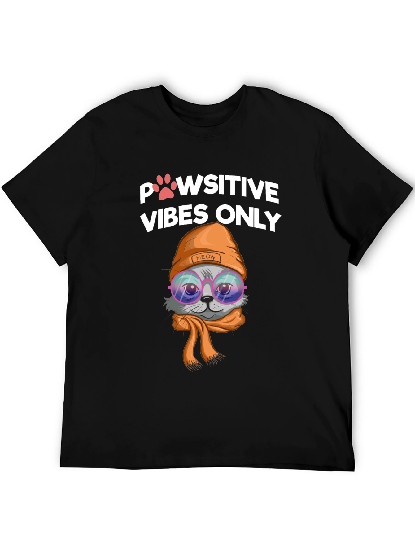 Pawsitive Vibes Cat Graphic Tee - Trendy Style!