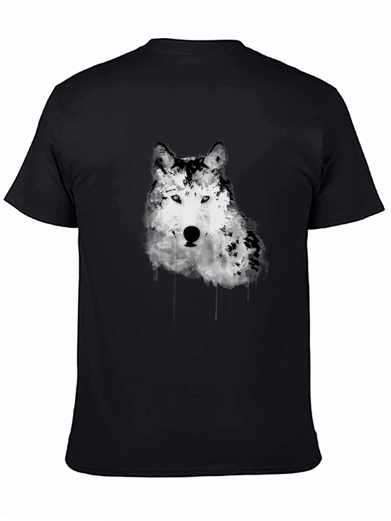 Wolf Graphic Print Mens Black T-Shirt