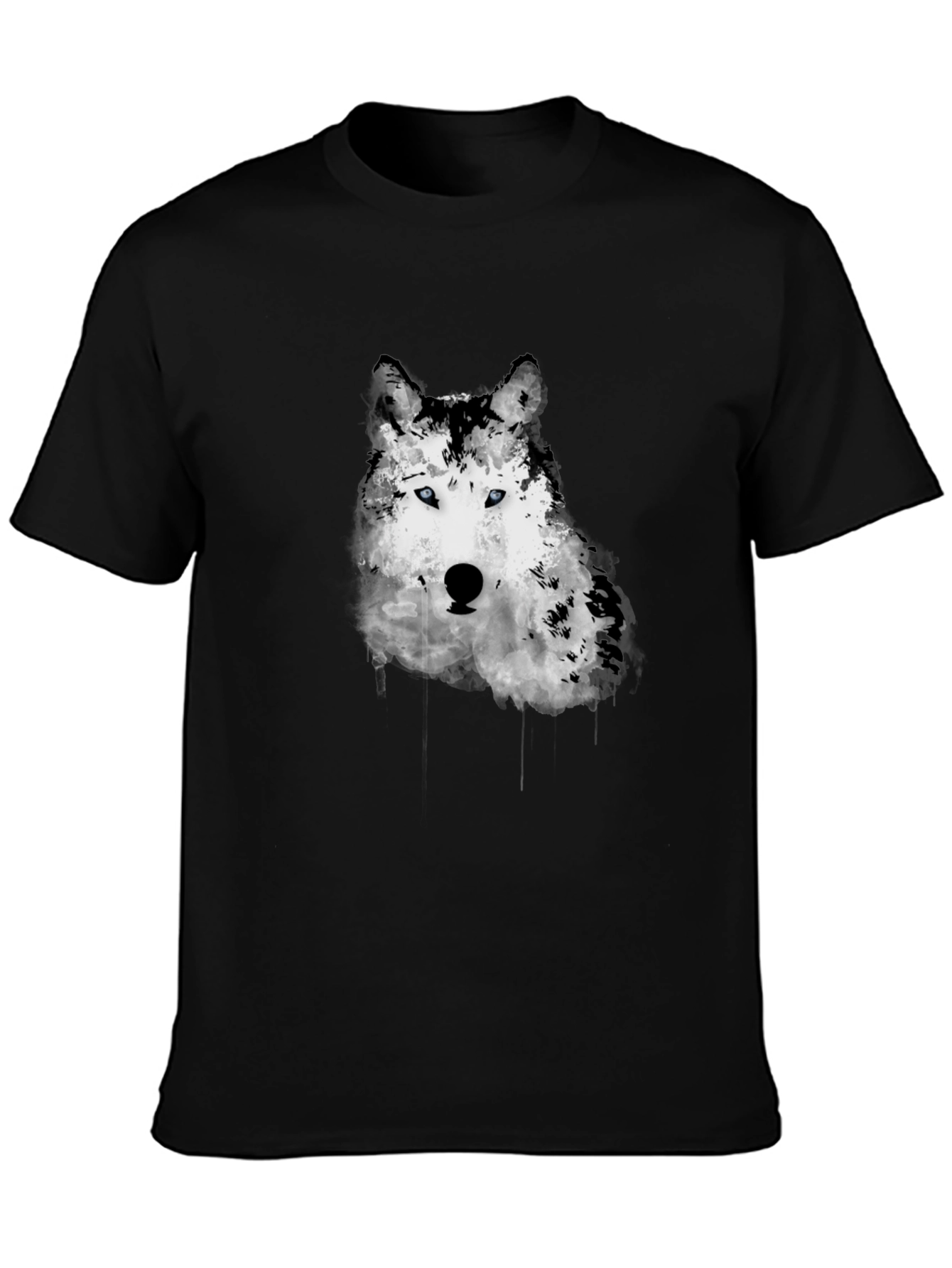 Wolf Graphic Print Mens Black T-Shirt