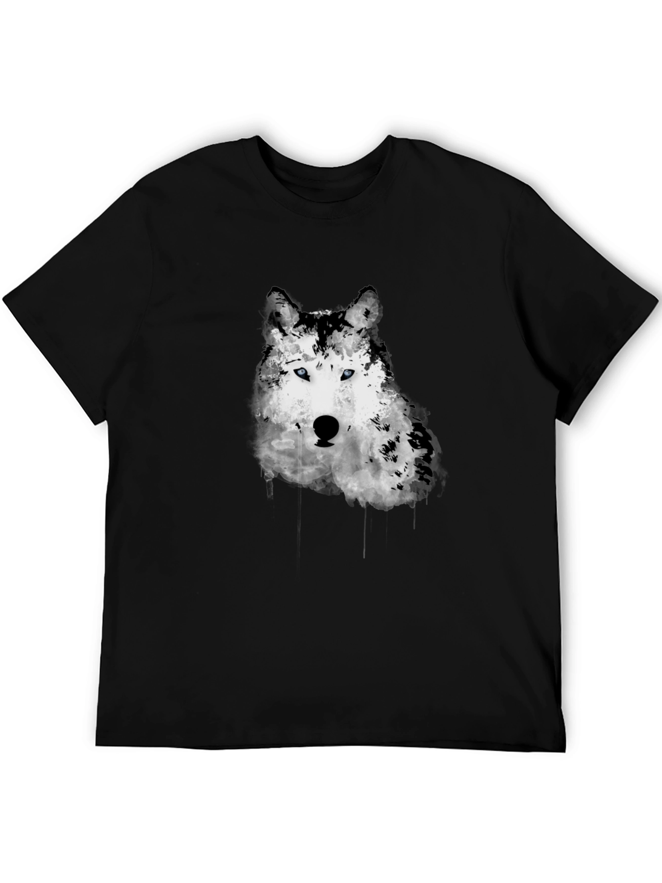 Wolf Graphic Print Mens Black T-Shirt