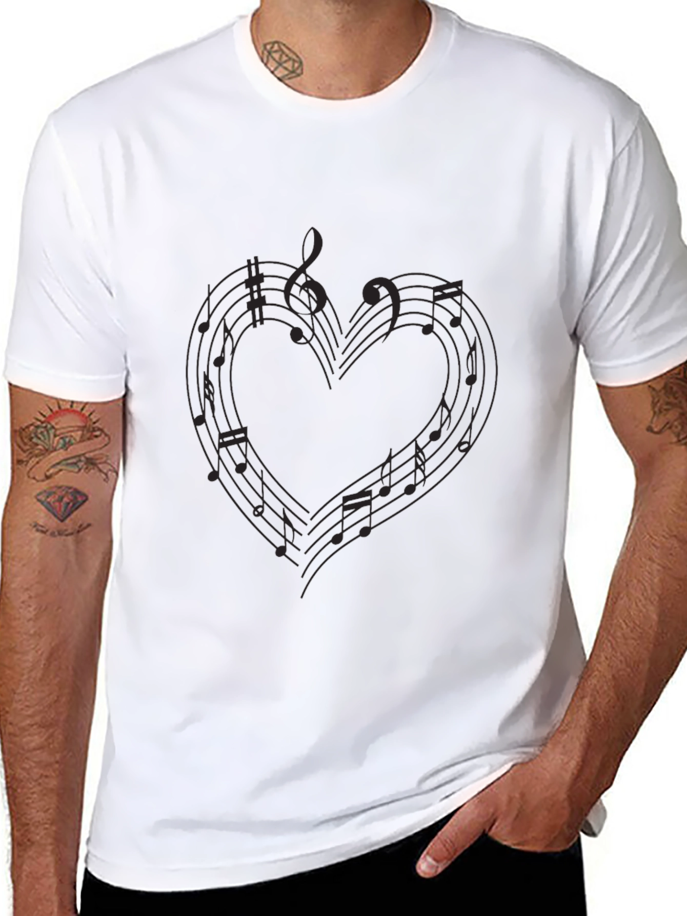 Musical Heart Mens Black T-Shirt