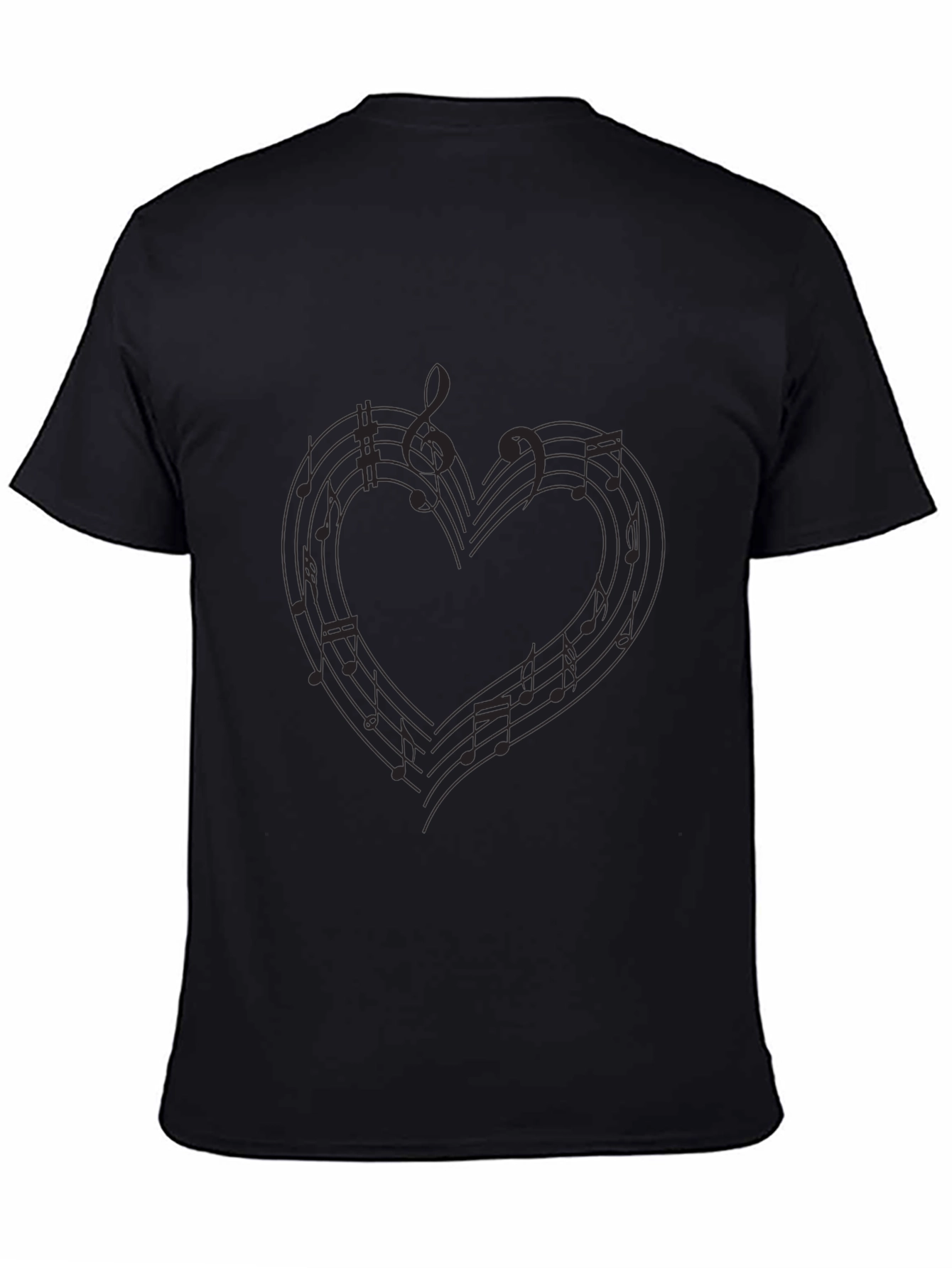 Musical Heart Mens Black T-Shirt