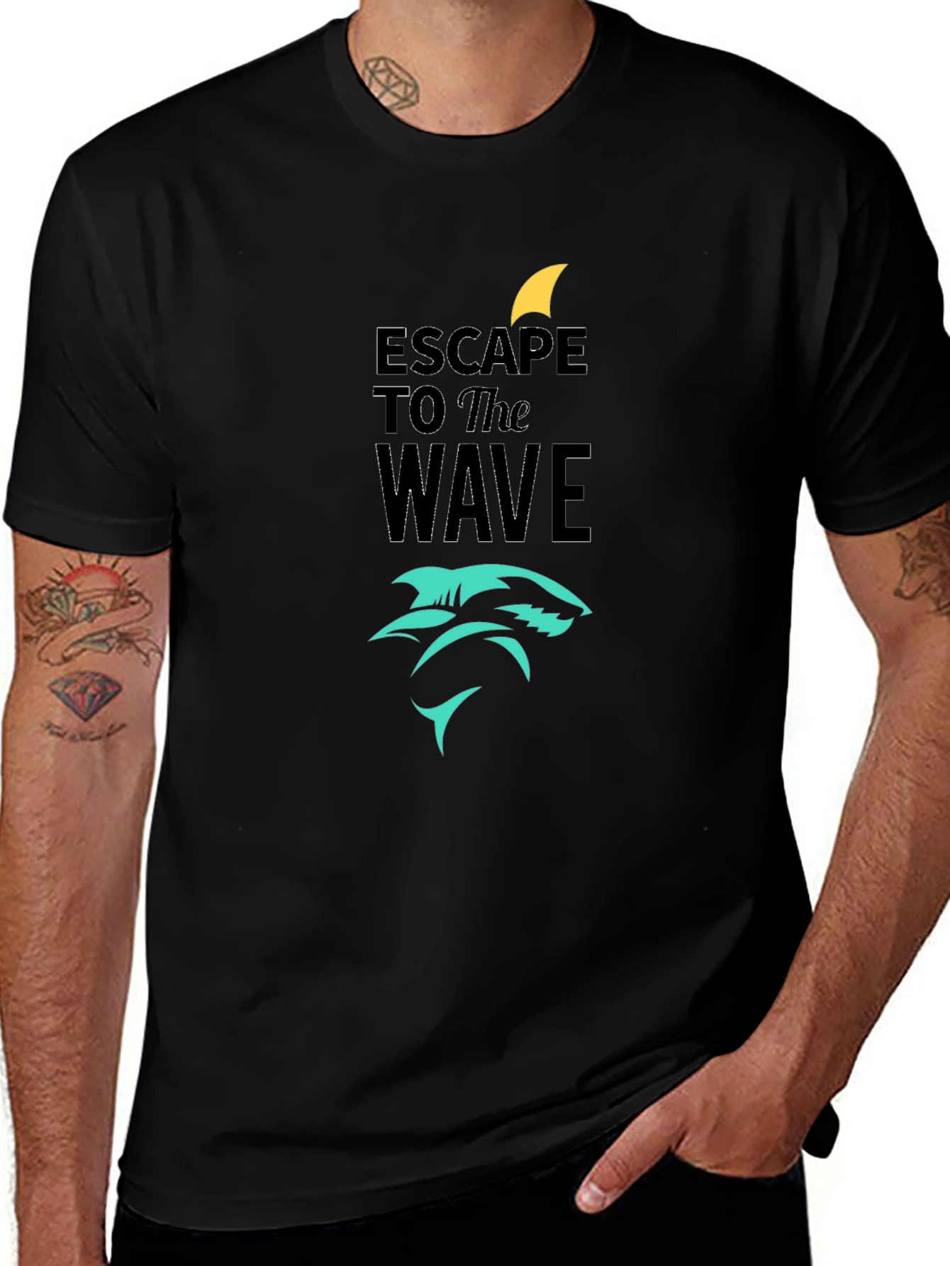 Escape to the Wave Black Graphic Tee