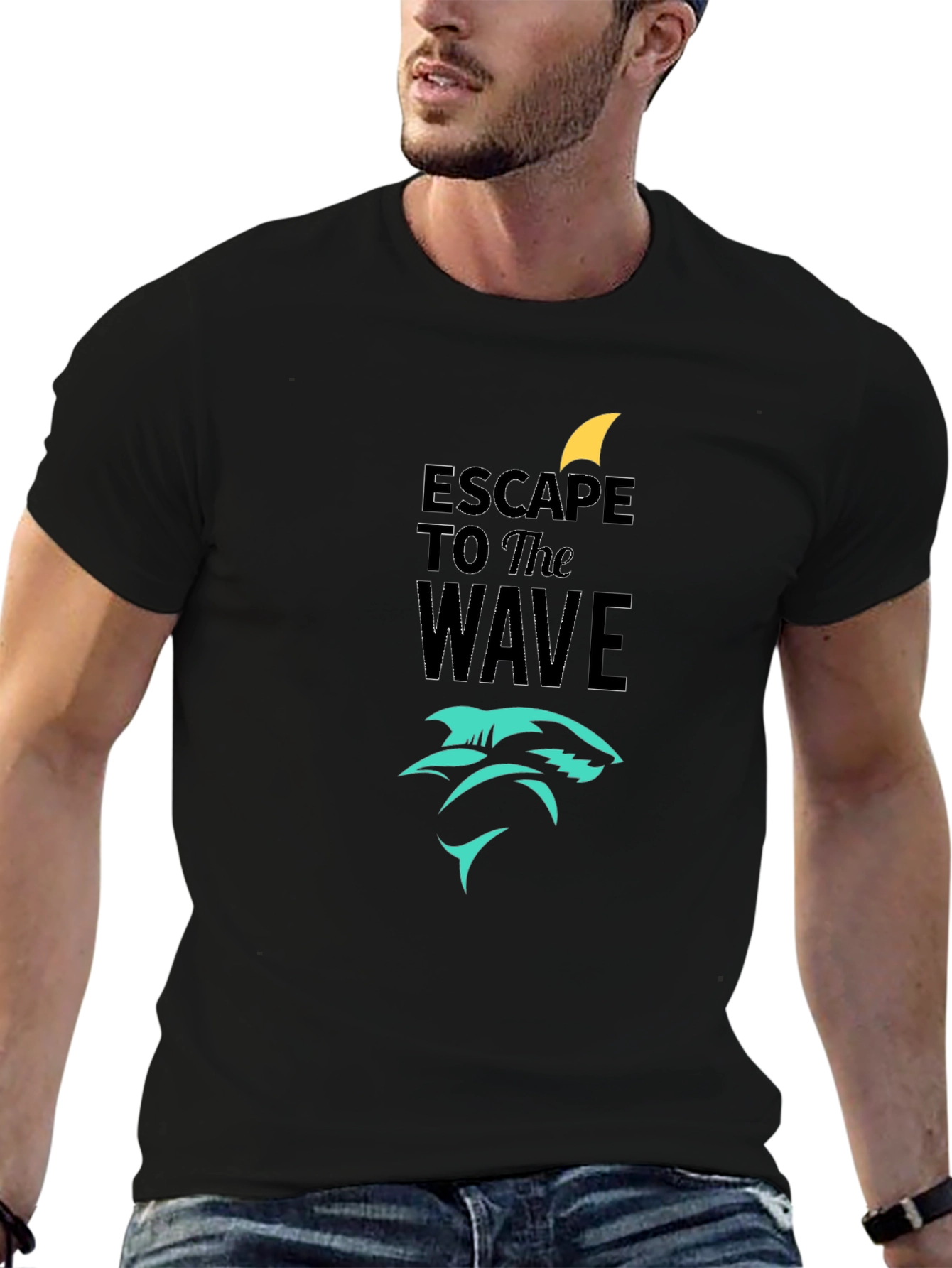Escape to the Wave Black Graphic Tee