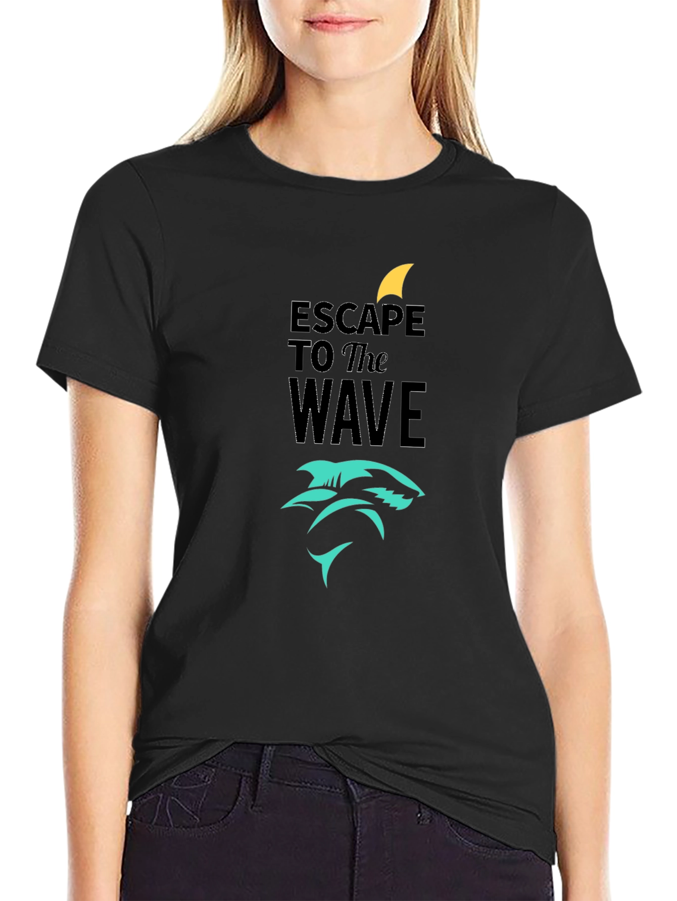 Escape to the Wave Black Graphic Tee