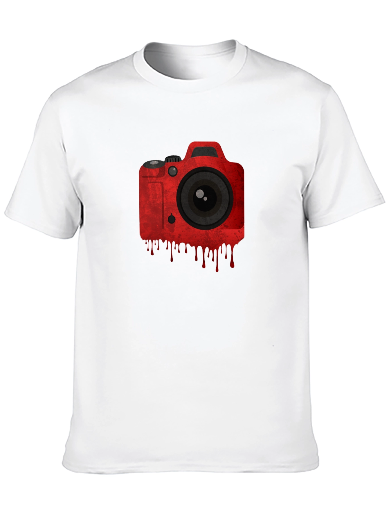 Red Camera Graphic Black T-Shirt