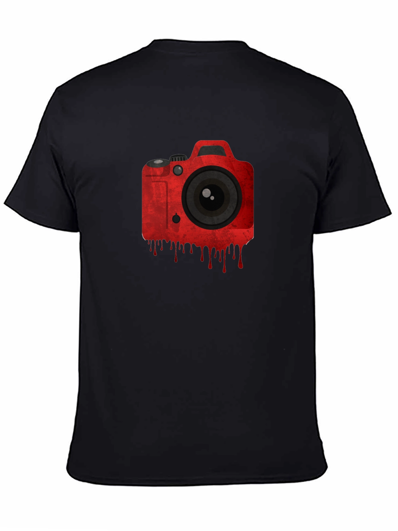 Red Camera Graphic Black T-Shirt
