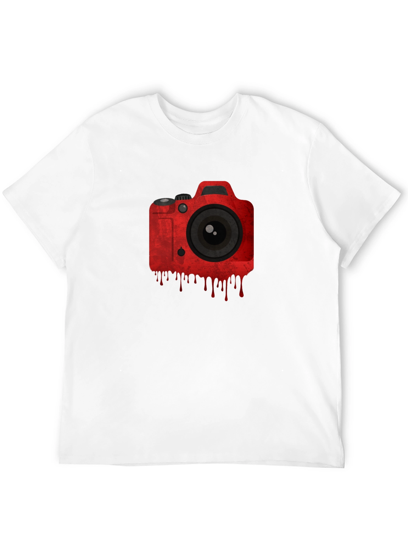 Red Camera Graphic Black T-Shirt