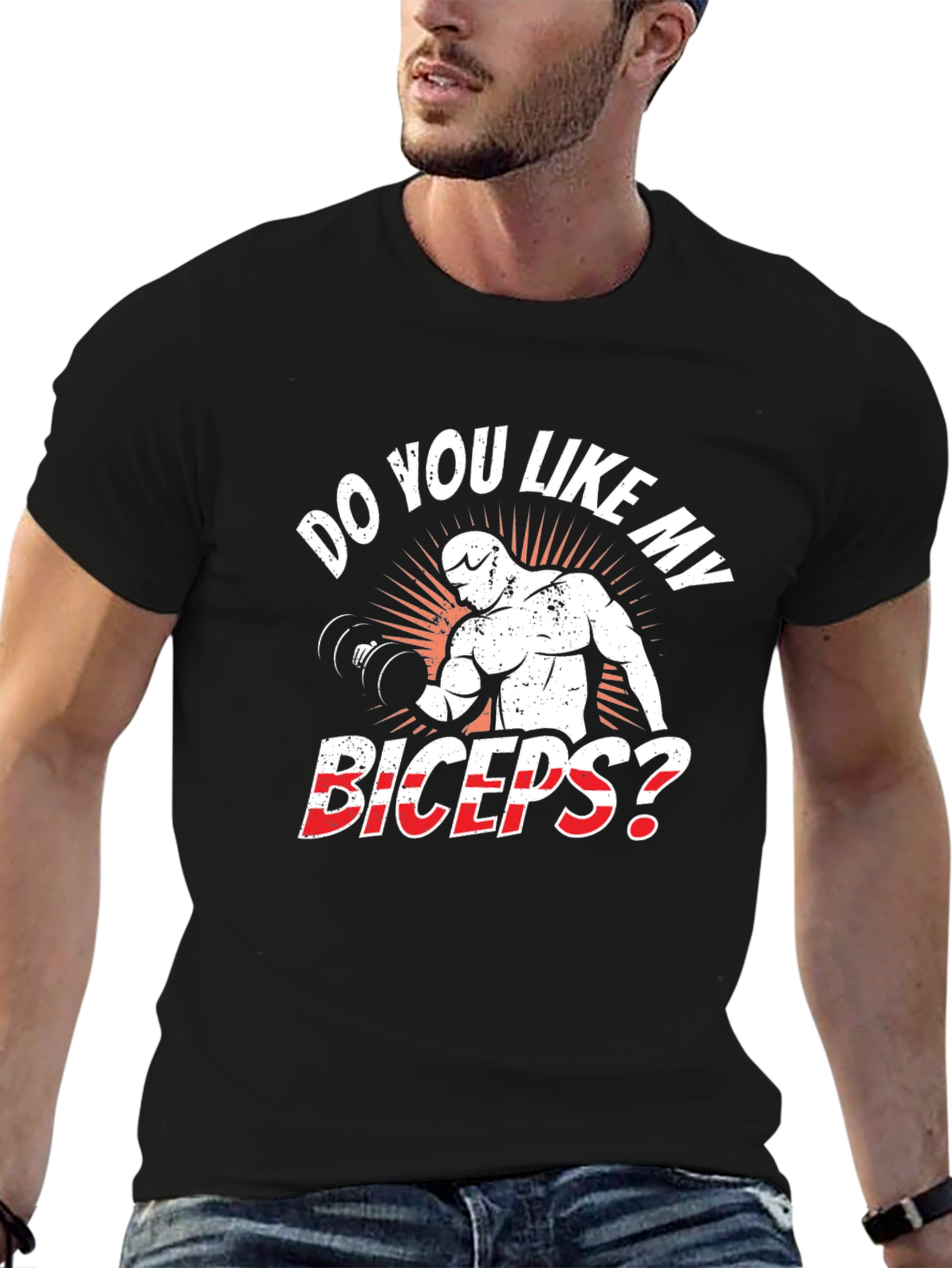 Do You Like My Biceps? Black Graphic T-Shirt