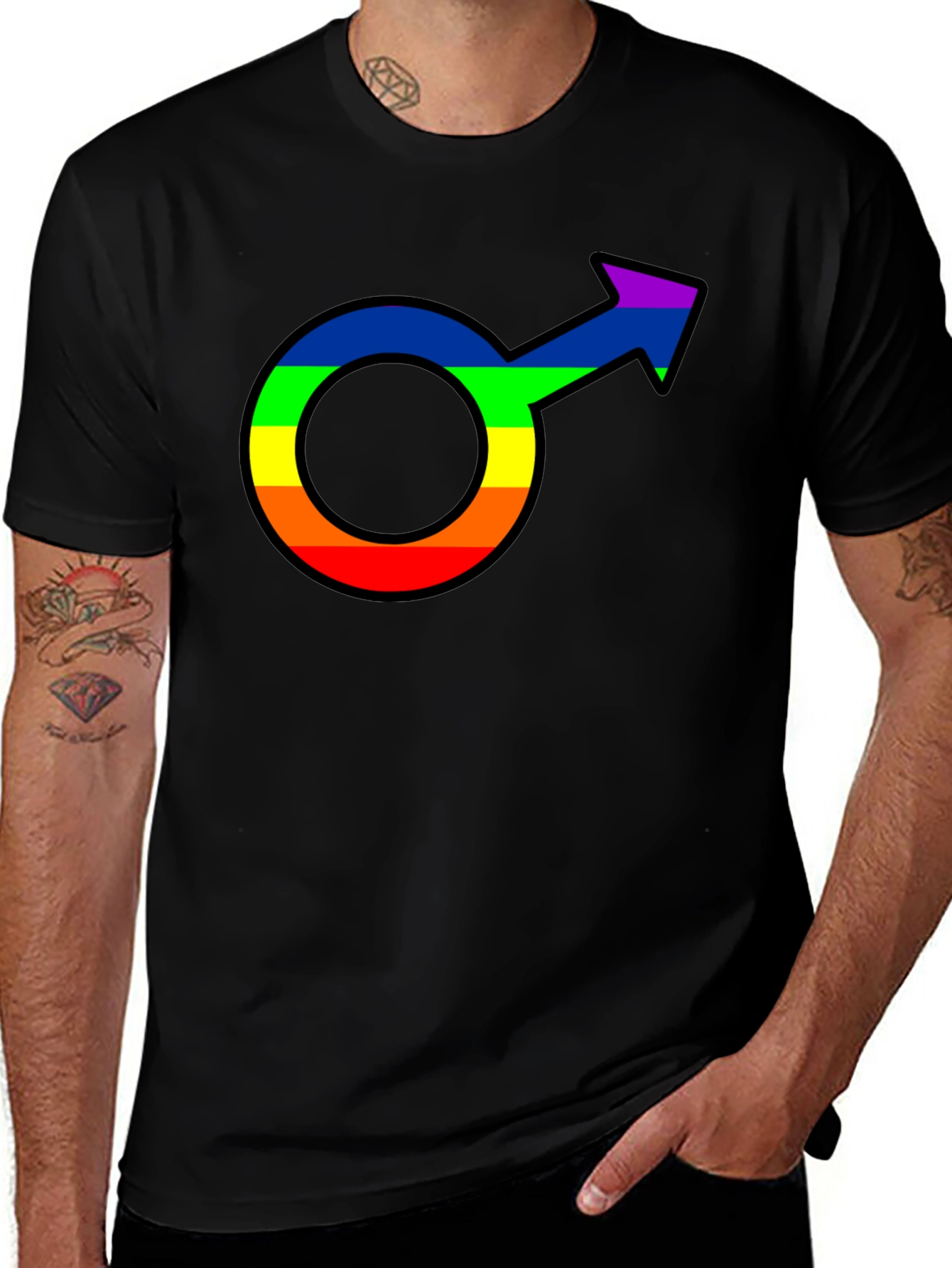 Pride Male Symbol Graphic Tee - Black Cotton Blend