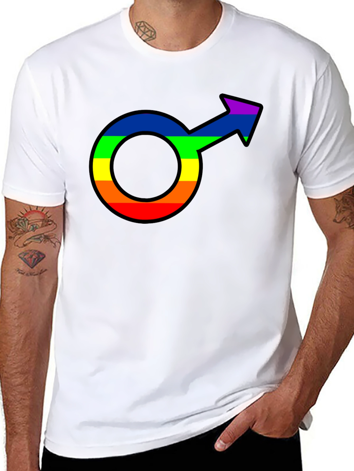 Pride Male Symbol Graphic Tee - Black Cotton Blend