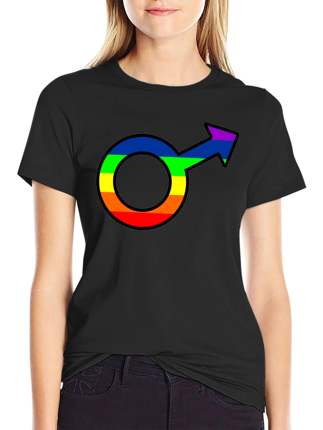 Pride Male Symbol Graphic Tee - Black Cotton Blend
