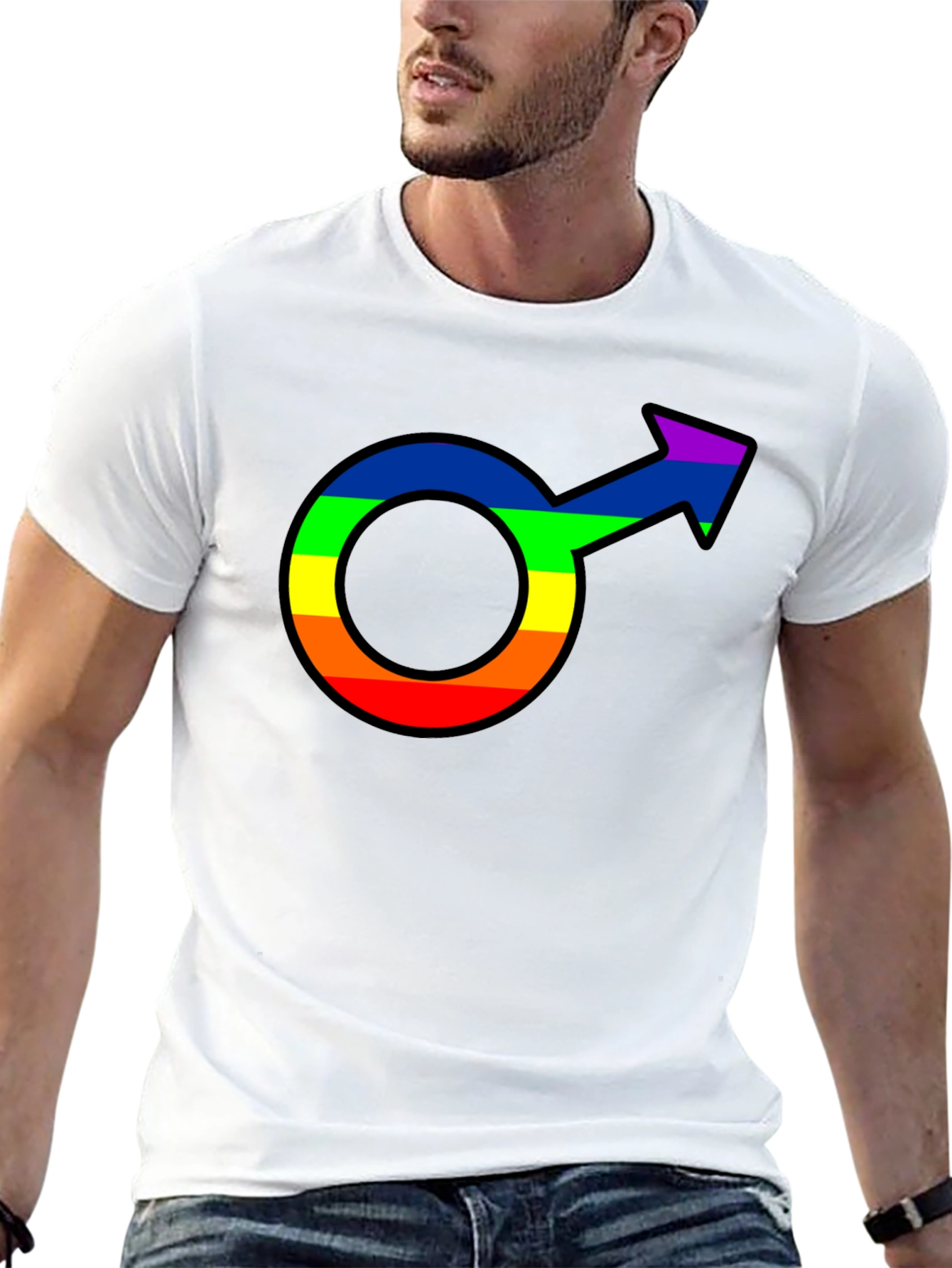 Pride Male Symbol Graphic Tee - Black Cotton Blend