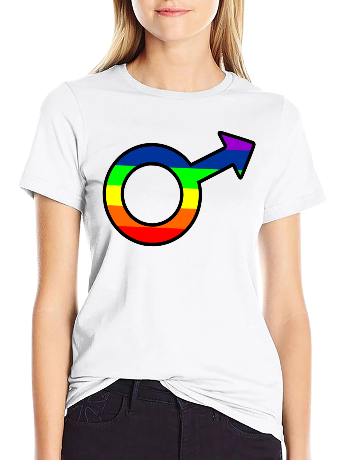 Pride Male Symbol Graphic Tee - Black Cotton Blend