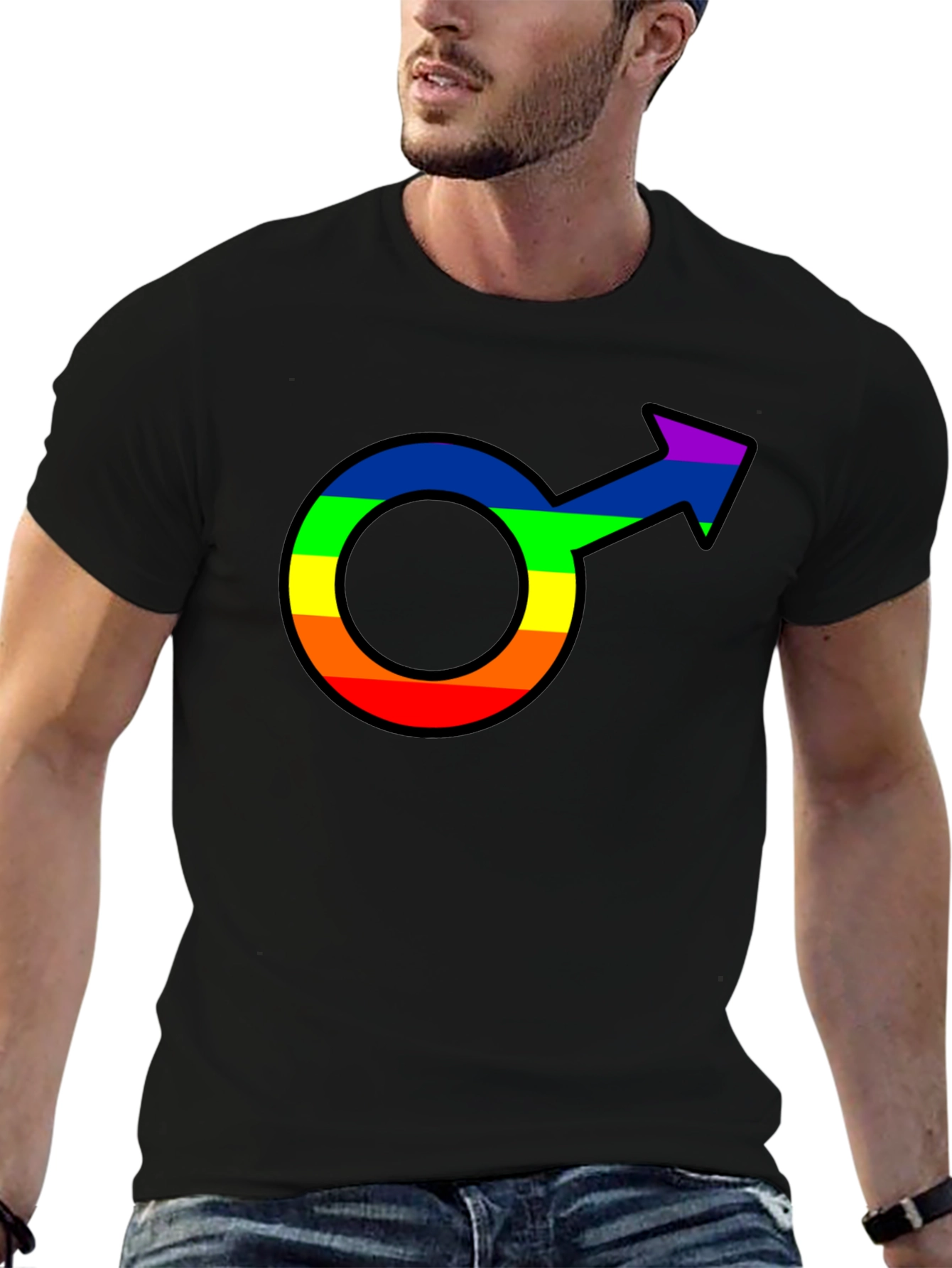Pride Male Symbol Graphic Tee - Black Cotton Blend