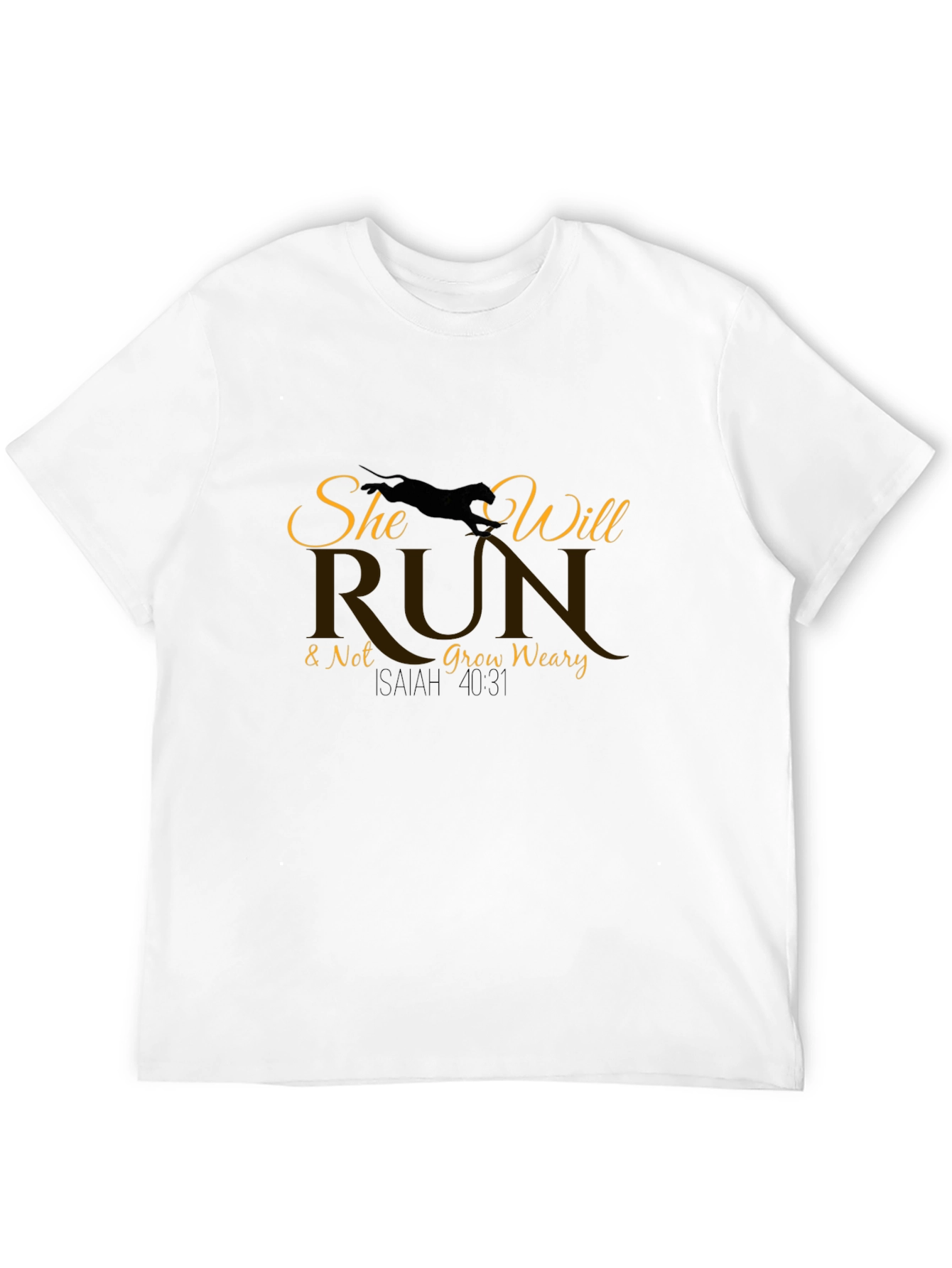 She Will Run Black T-Shirt | Christian Graphic Tee