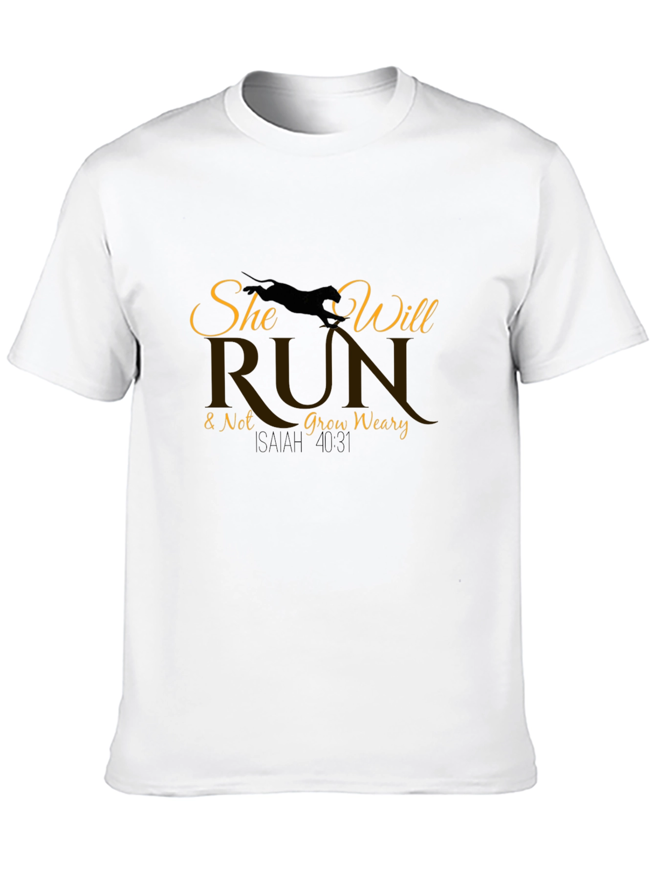 She Will Run Black T-Shirt | Christian Graphic Tee