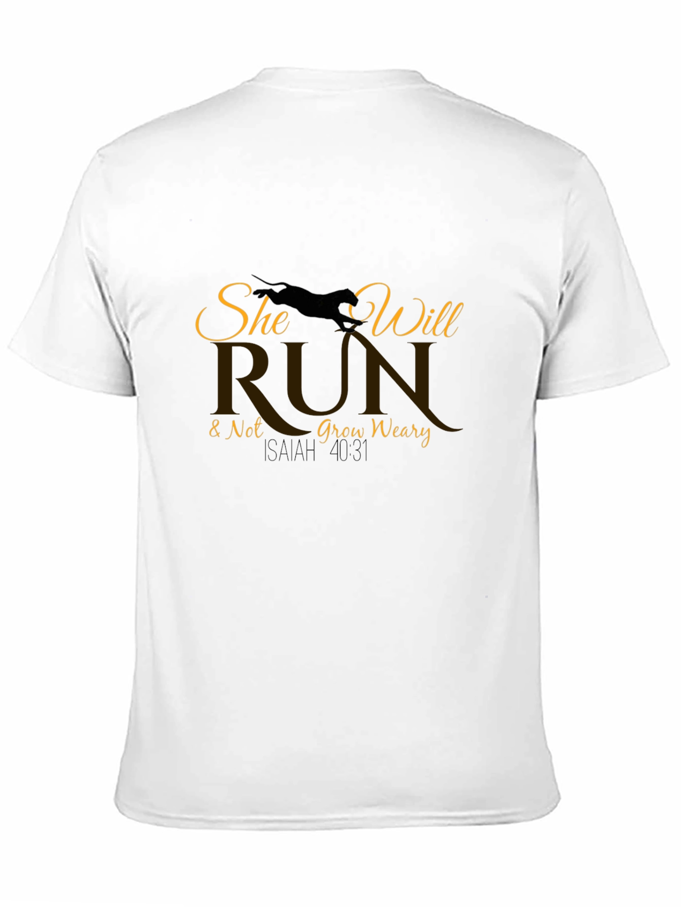 She Will Run Black T-Shirt | Christian Graphic Tee