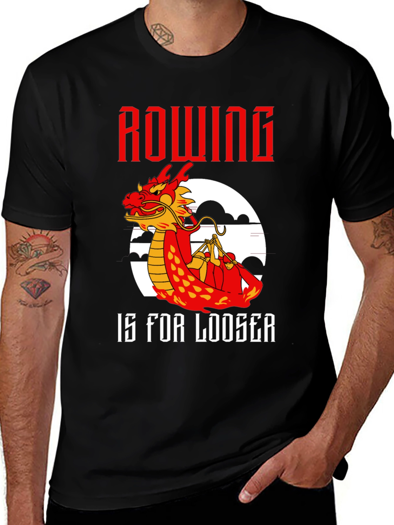 Rowing Dragon T-Shirt - Humorous Loose Fit Tee