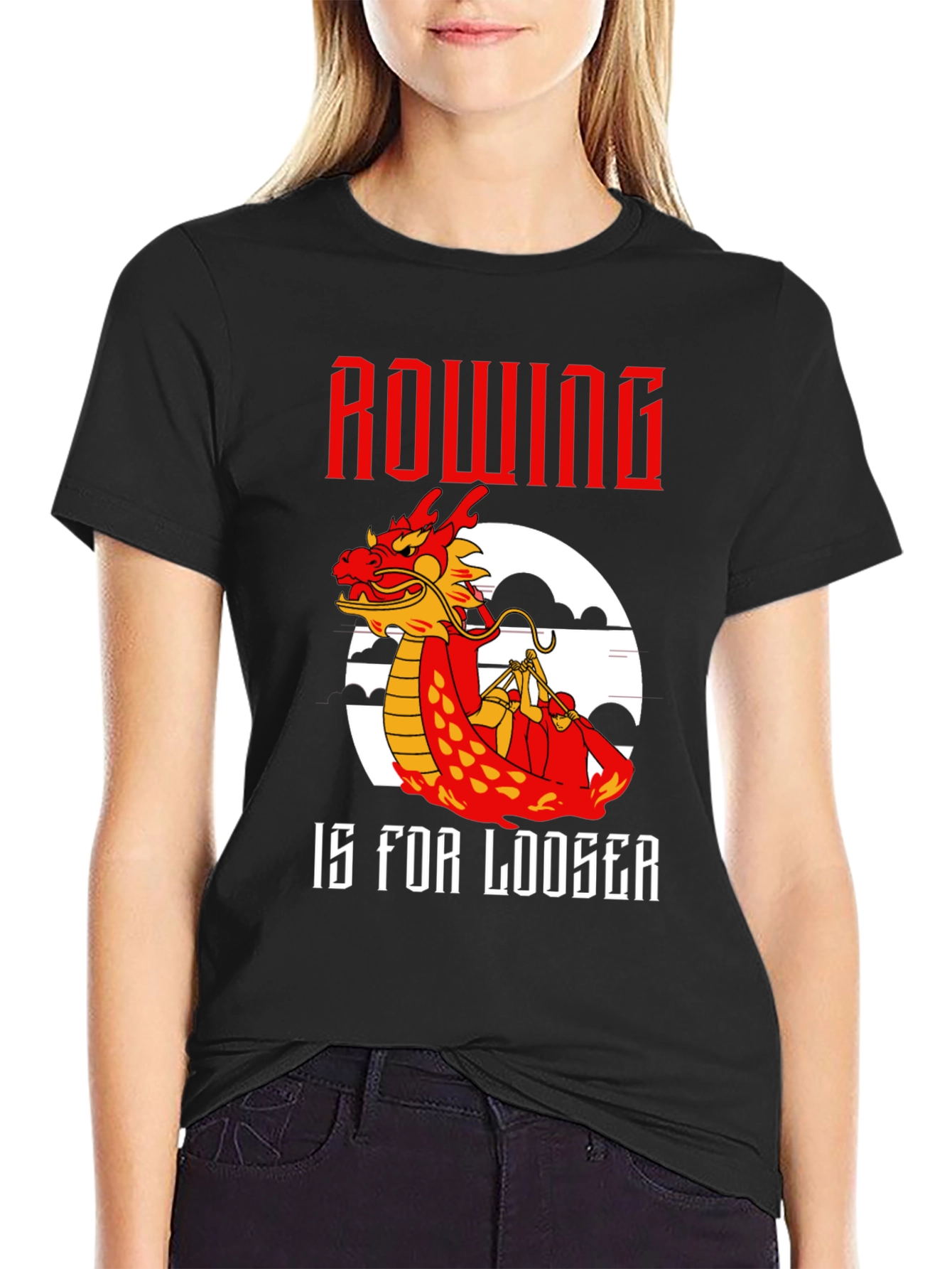 Rowing Dragon T-Shirt - Humorous Loose Fit Tee