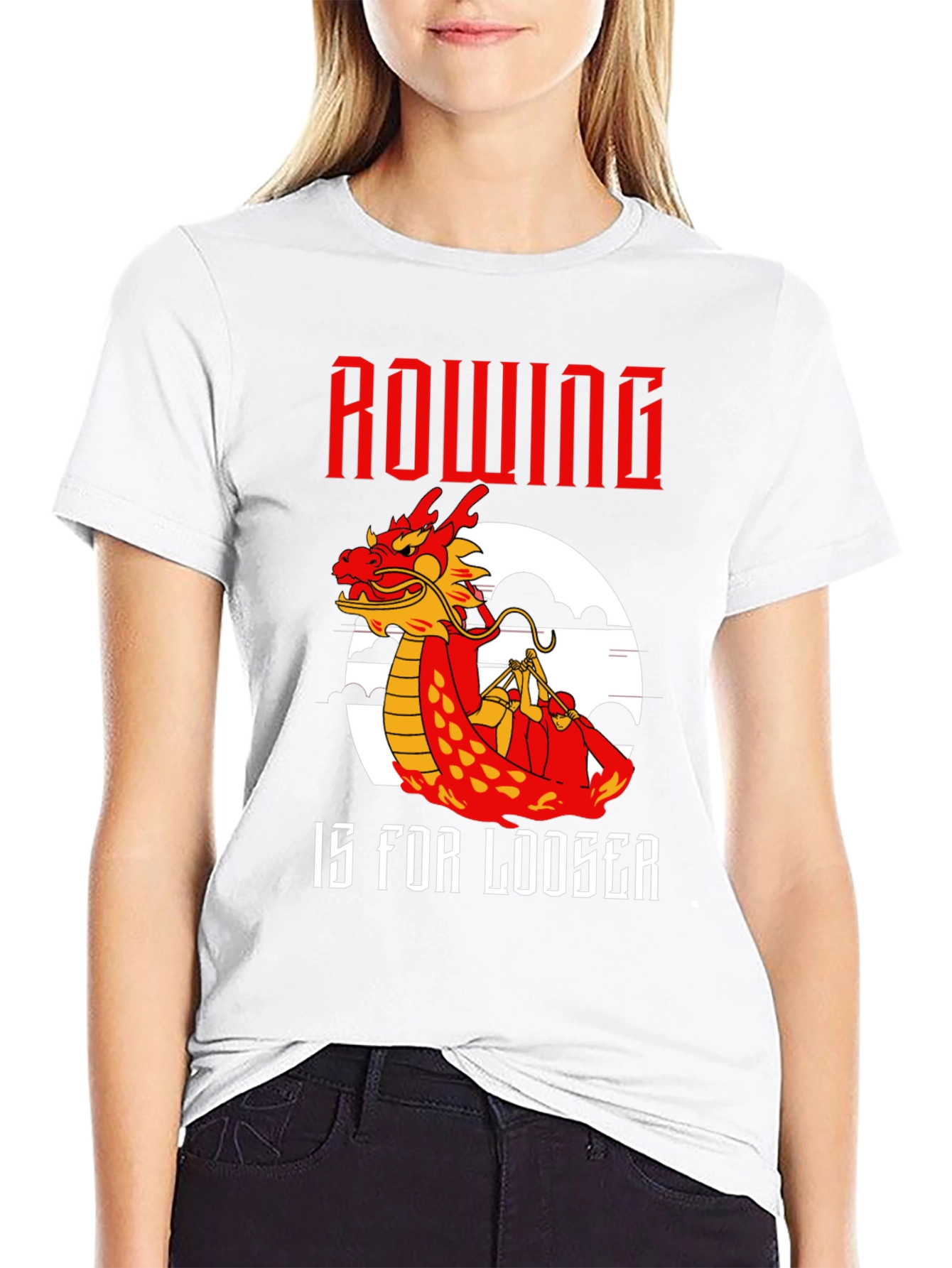 Rowing Dragon T-Shirt - Humorous Loose Fit Tee