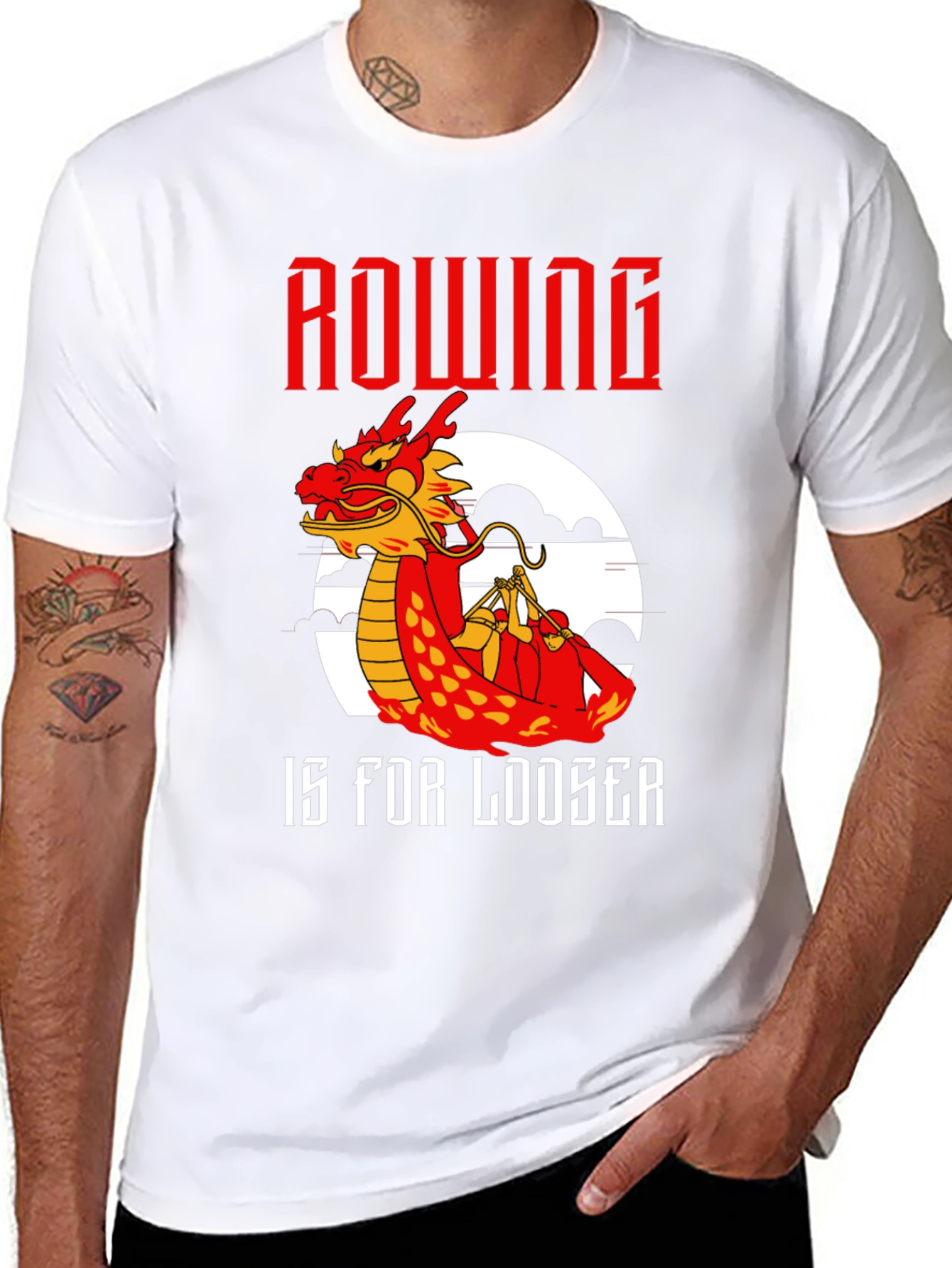 Rowing Dragon T-Shirt - Humorous Loose Fit Tee