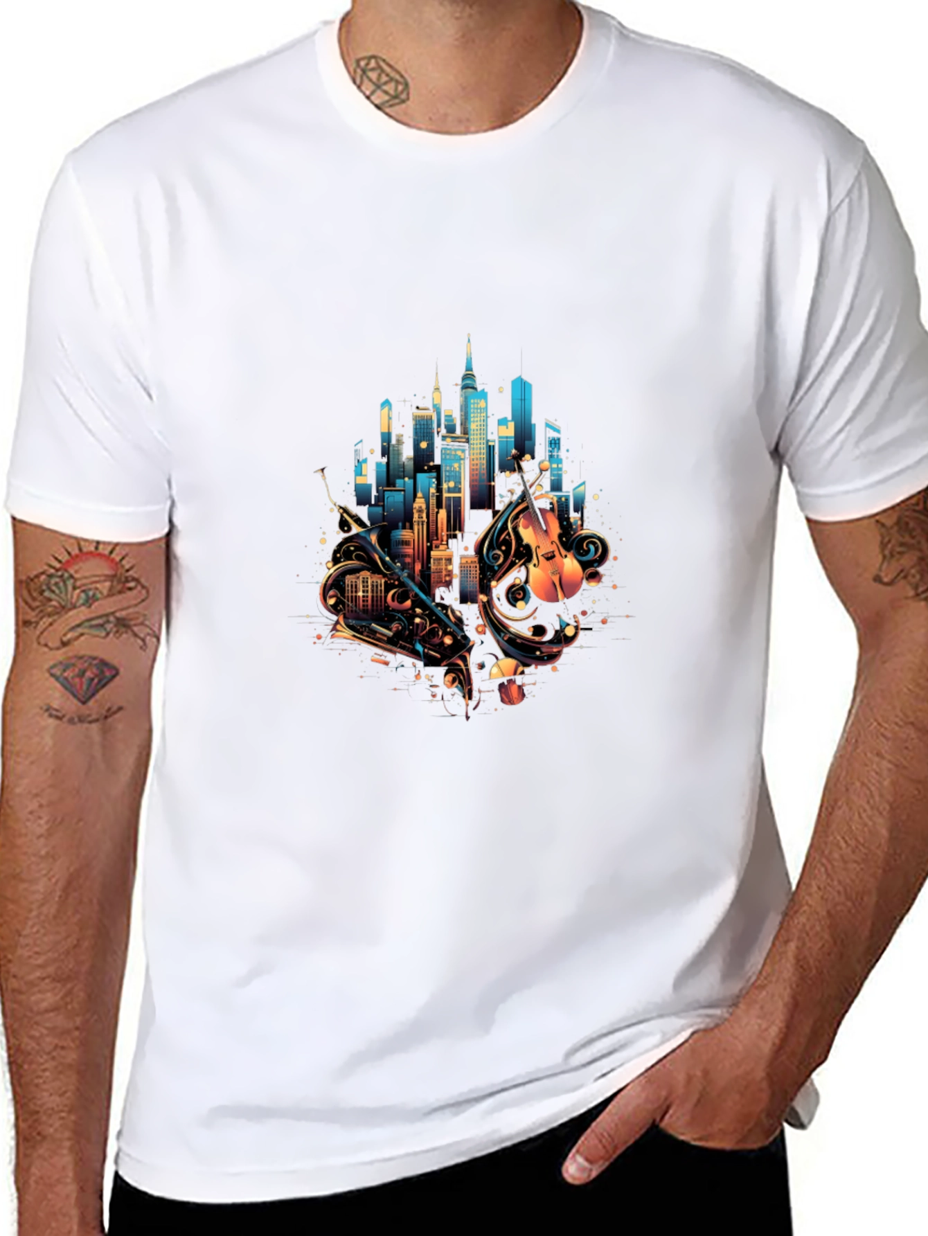 City Music Graphic Tee - Black Cotton Blend