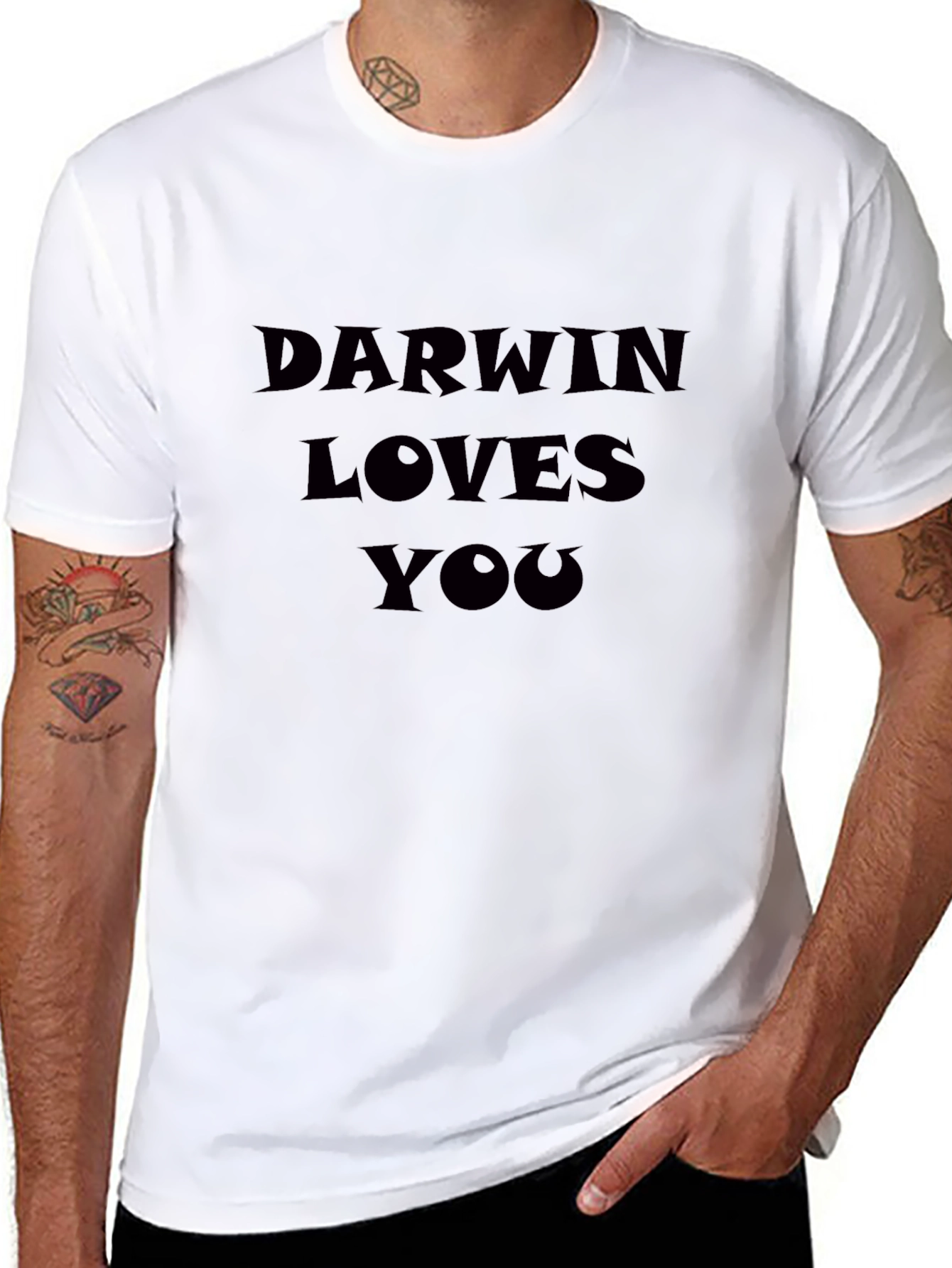 Darwin Loves You Graphic Tee - Black Casual T-Shirt