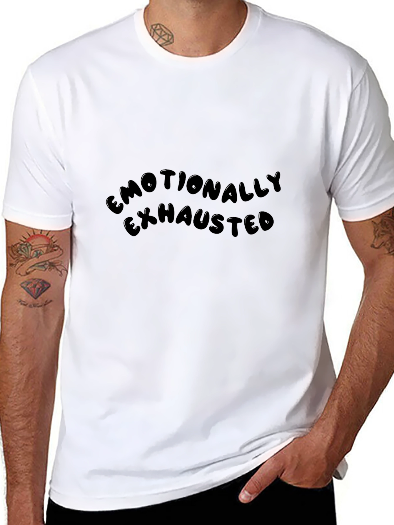 Emotionally Exhausted Black Tee - Soft Cotton