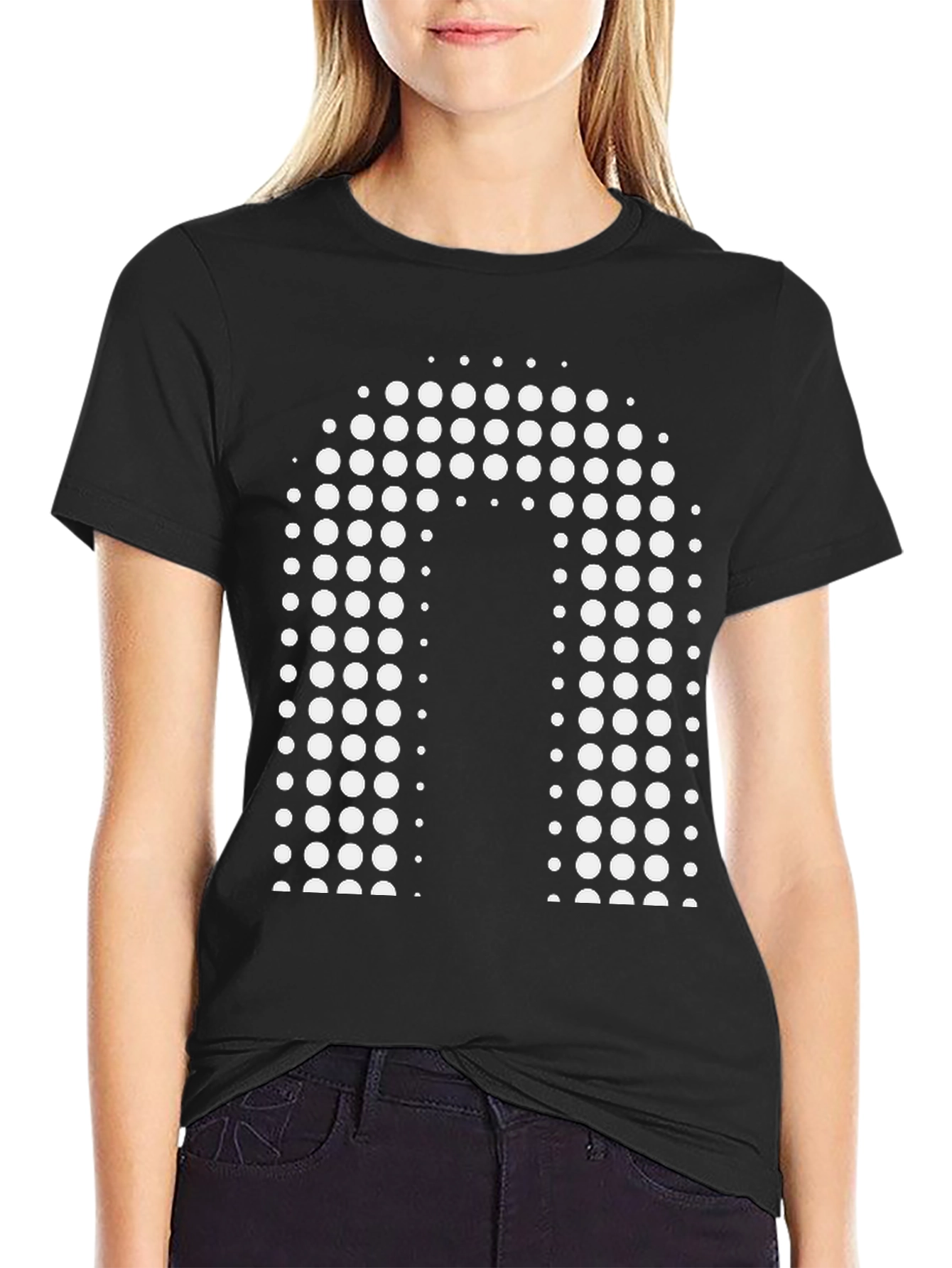 Modern Black Tee with White Dot Design