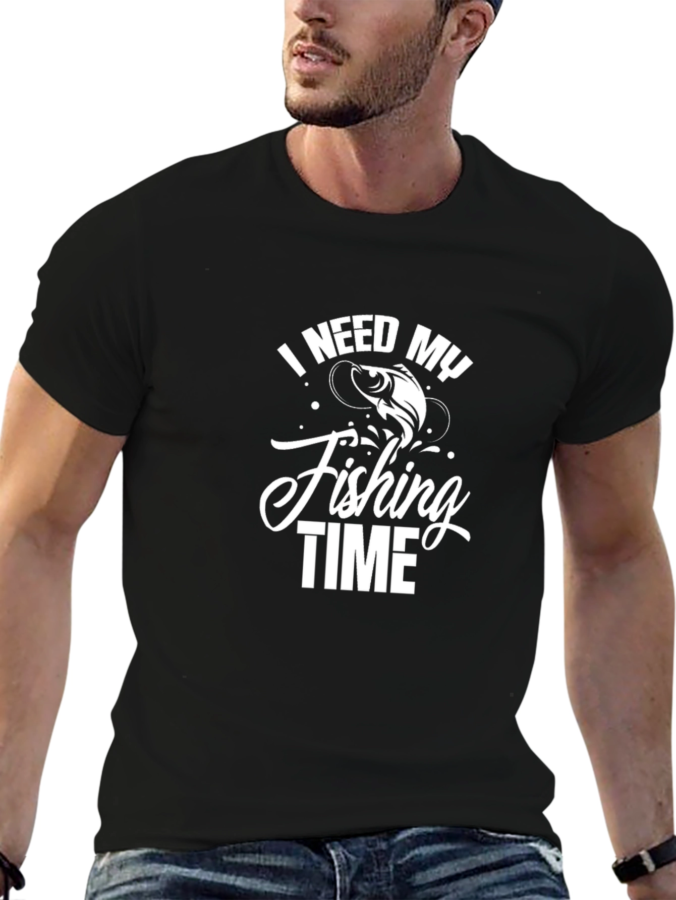 Fishing Time Black Graphic Tee