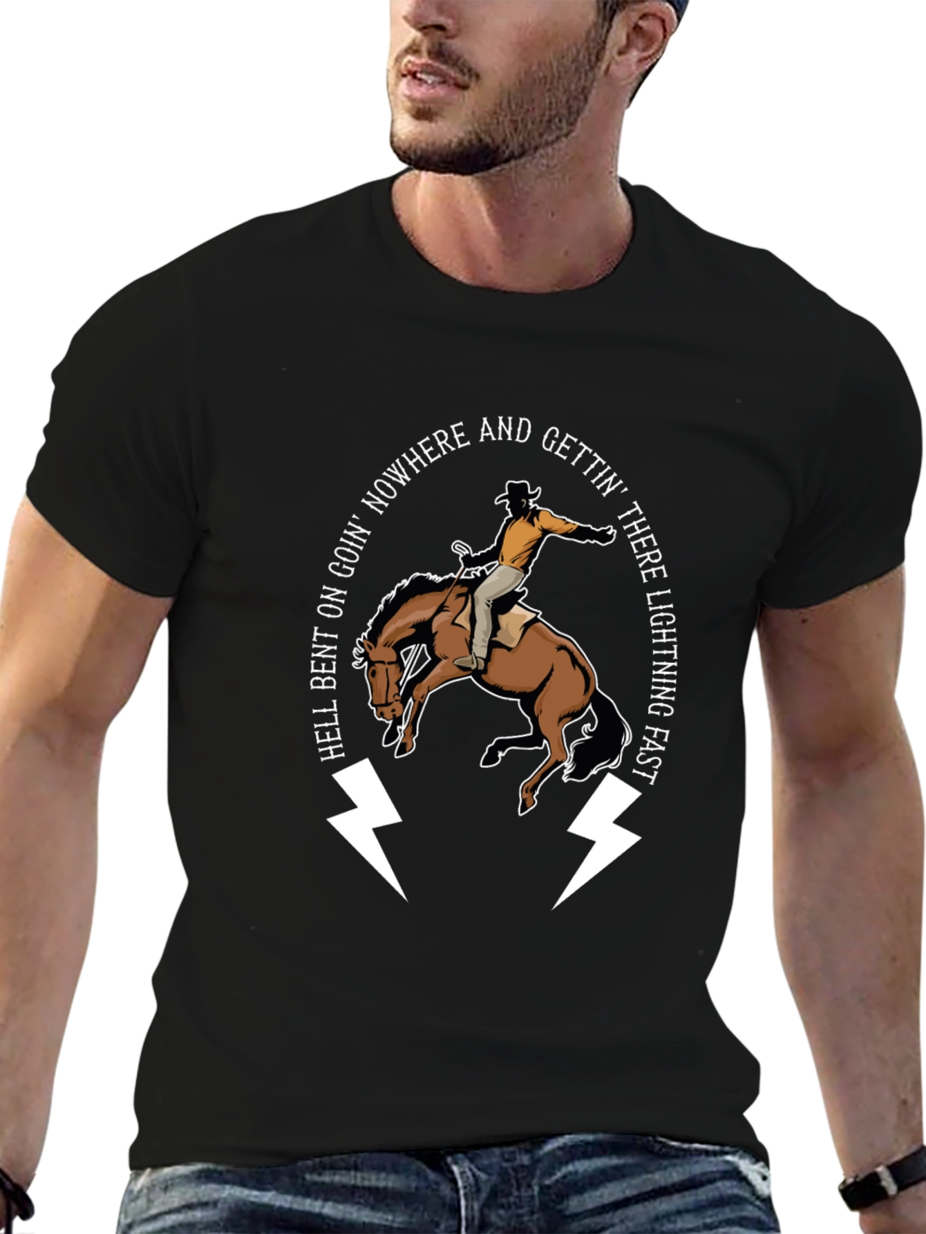 Hell Bent Cowboy T-Shirt: Lightning Fast