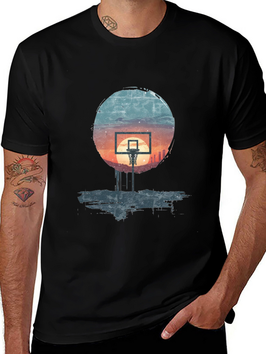 Basketball Sunset Graphic Tee - Stylish Urban Design
