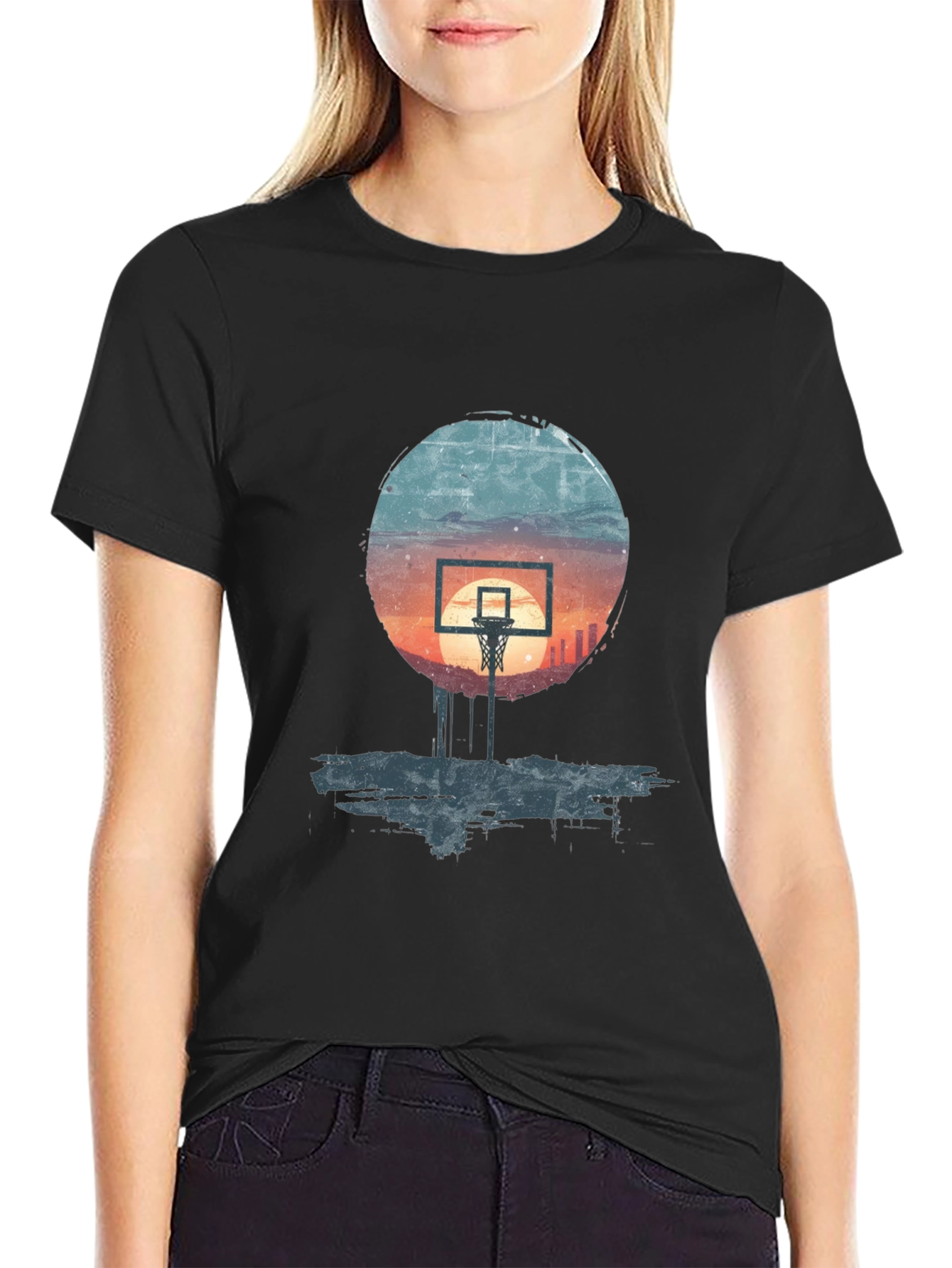 Basketball Sunset Graphic Tee - Stylish Urban Design