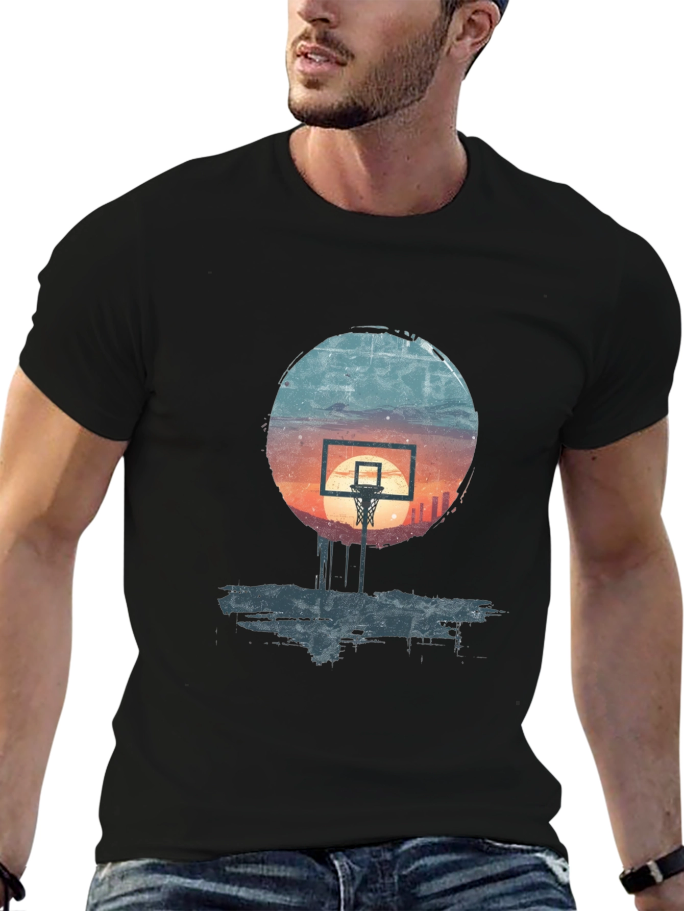 Basketball Sunset Graphic Tee - Stylish Urban Design