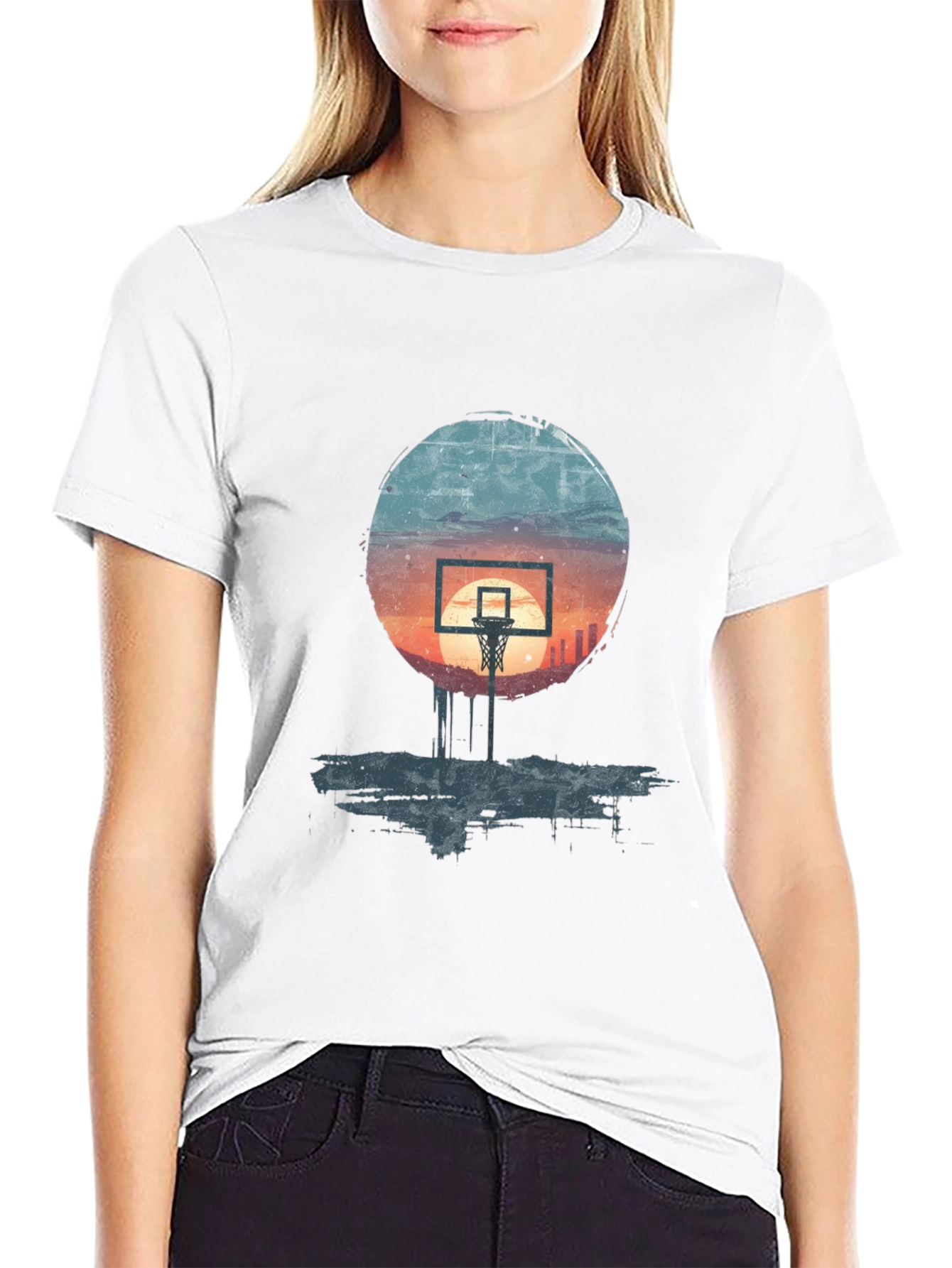 Basketball Sunset Graphic Tee - Stylish Urban Design