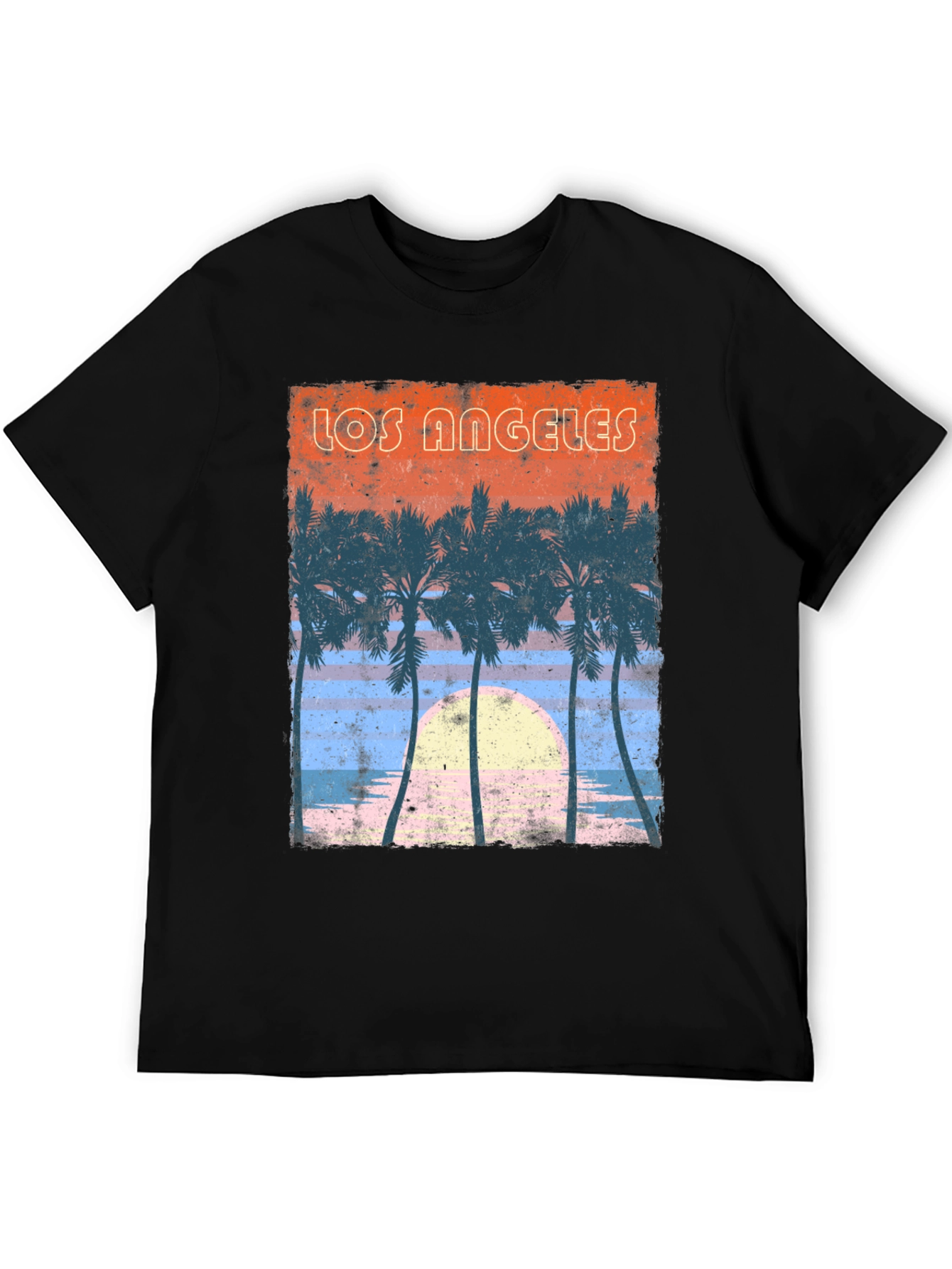 Los Angeles Sunset Palm Tree Graphic T-Shirt