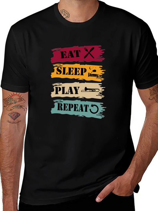 Eat Sleep Play Trombone Repeat Graphic Tee