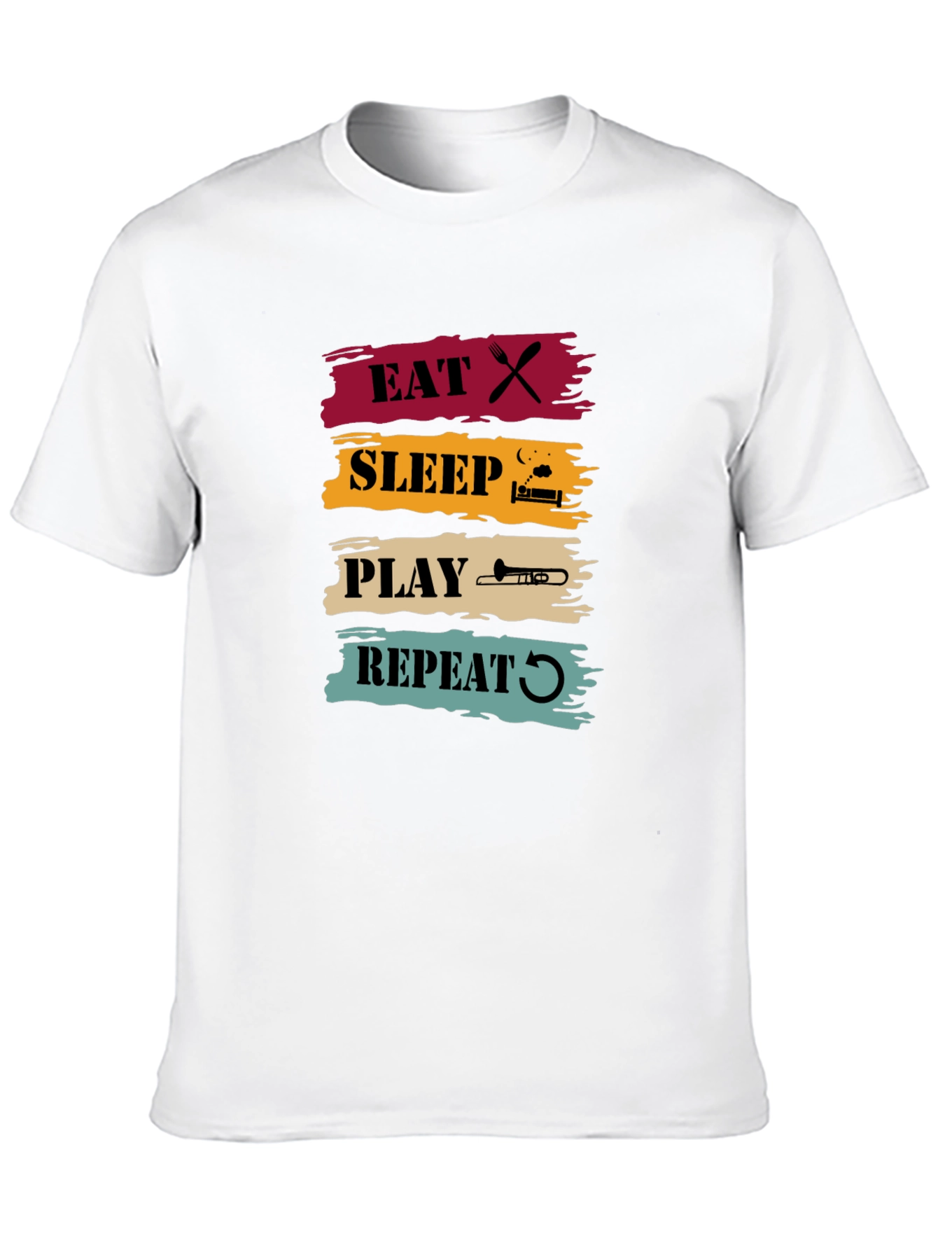 Eat Sleep Play Trombone Repeat Graphic Tee