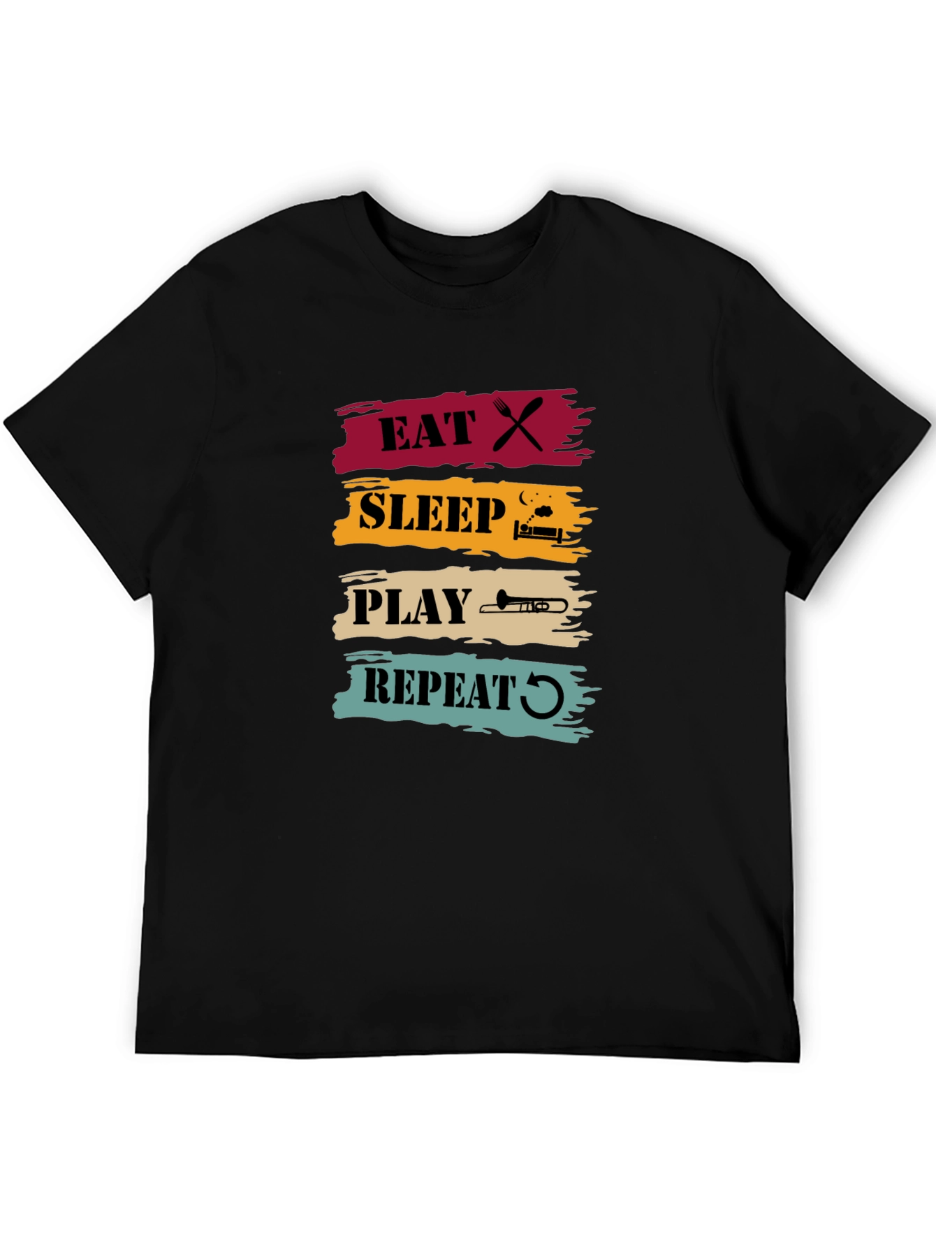 Eat Sleep Play Trombone Repeat Graphic Tee