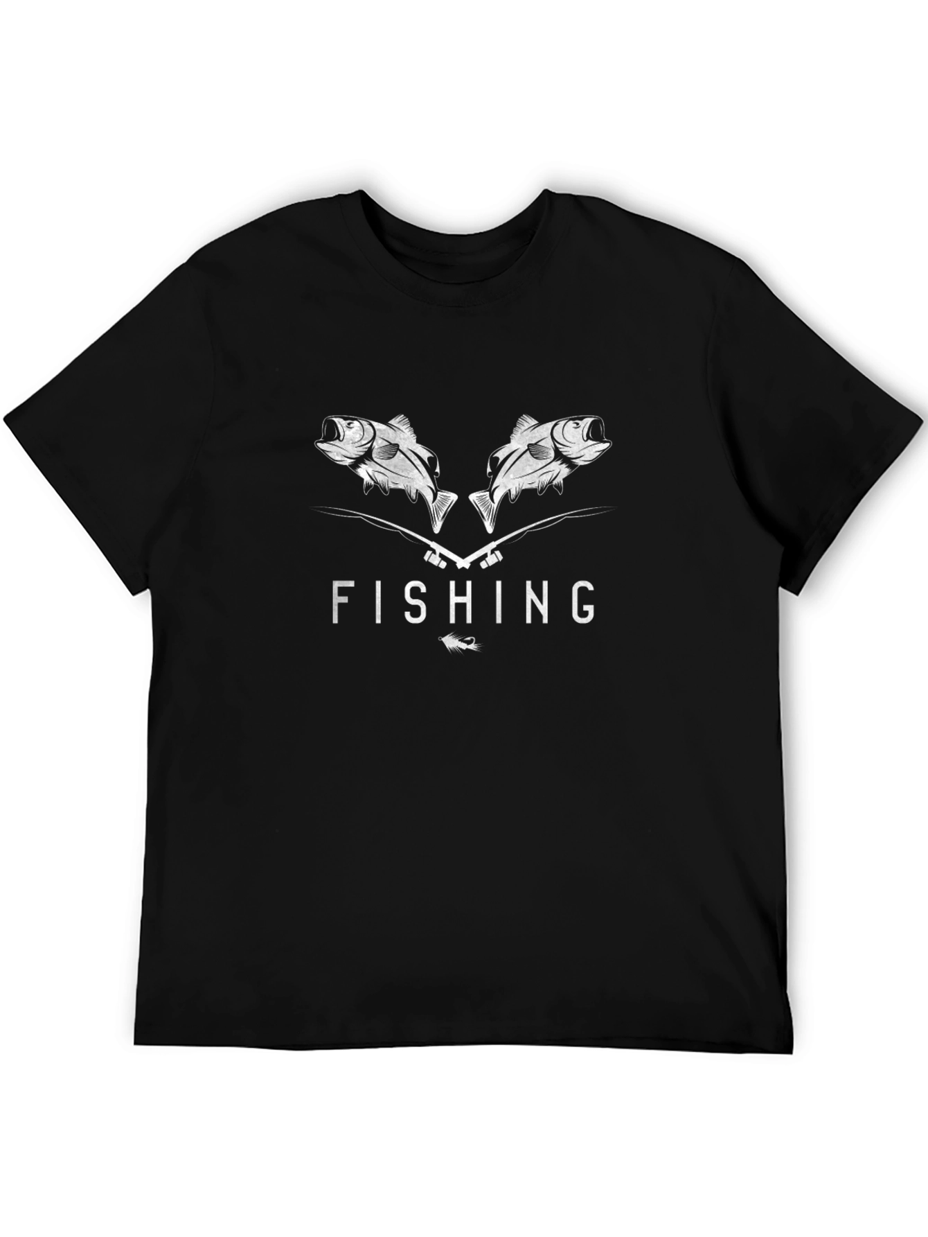 Fishing Graphic Tee - Black Cotton T-Shirt