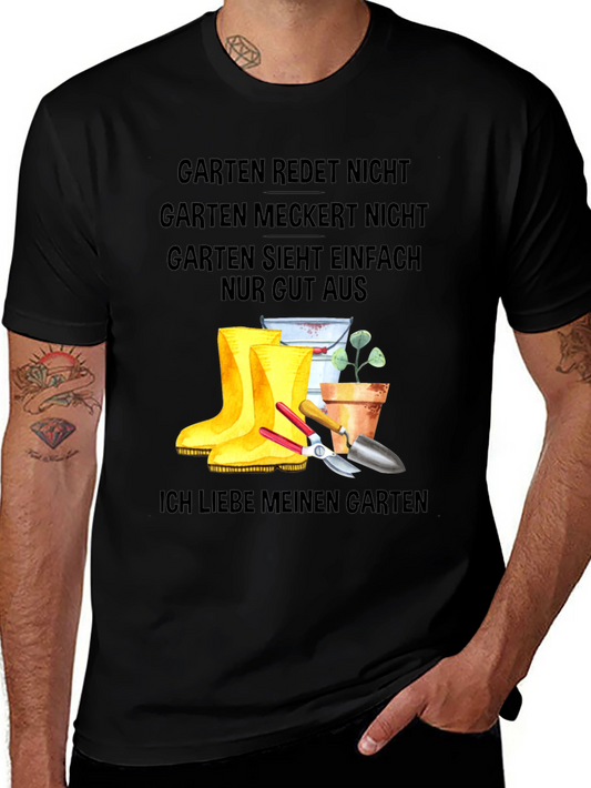 Garten German T-Shirt: Gardener Boots and Tools Tee