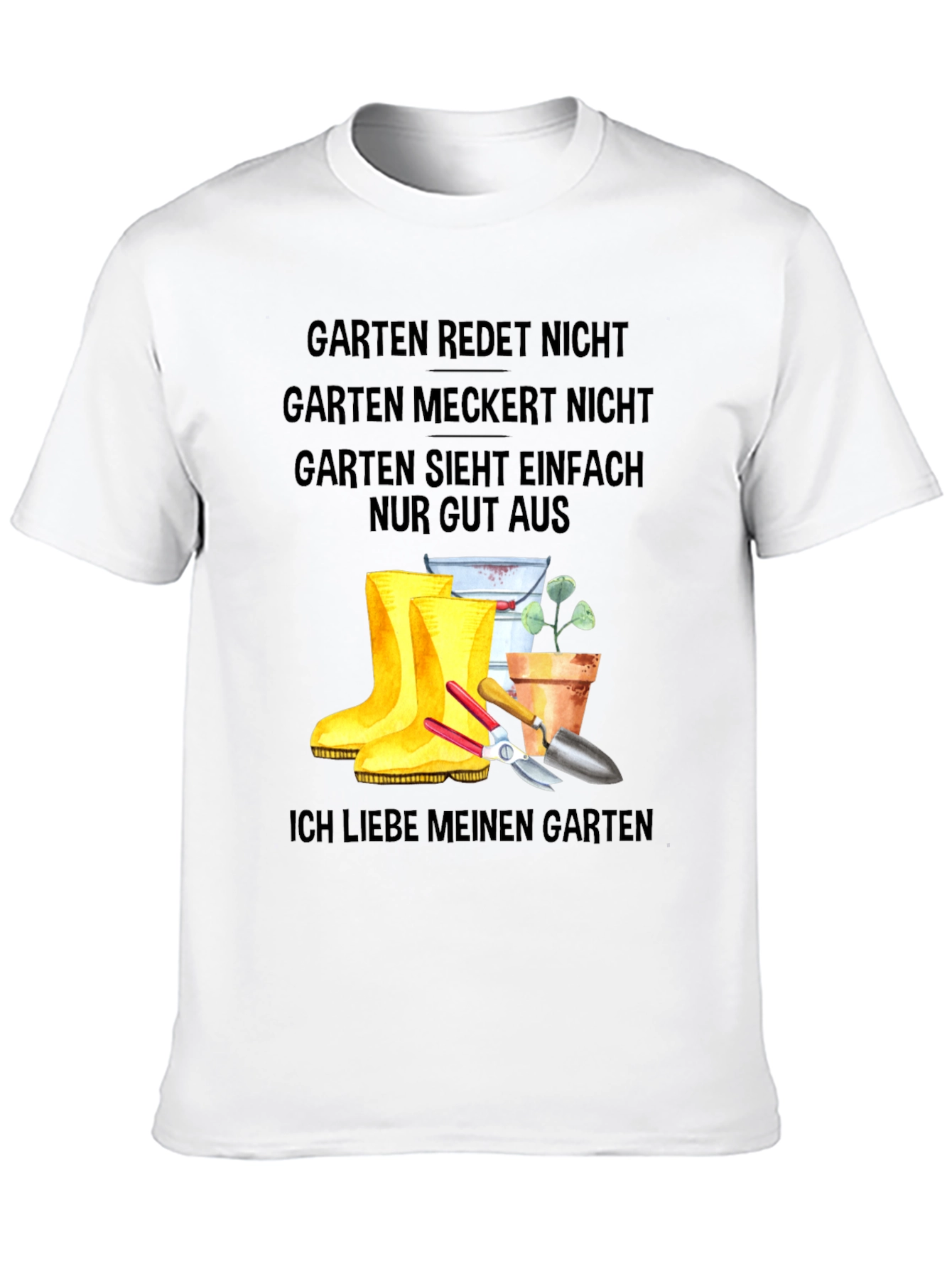 Garten German T-Shirt: Gardener Boots and Tools Tee