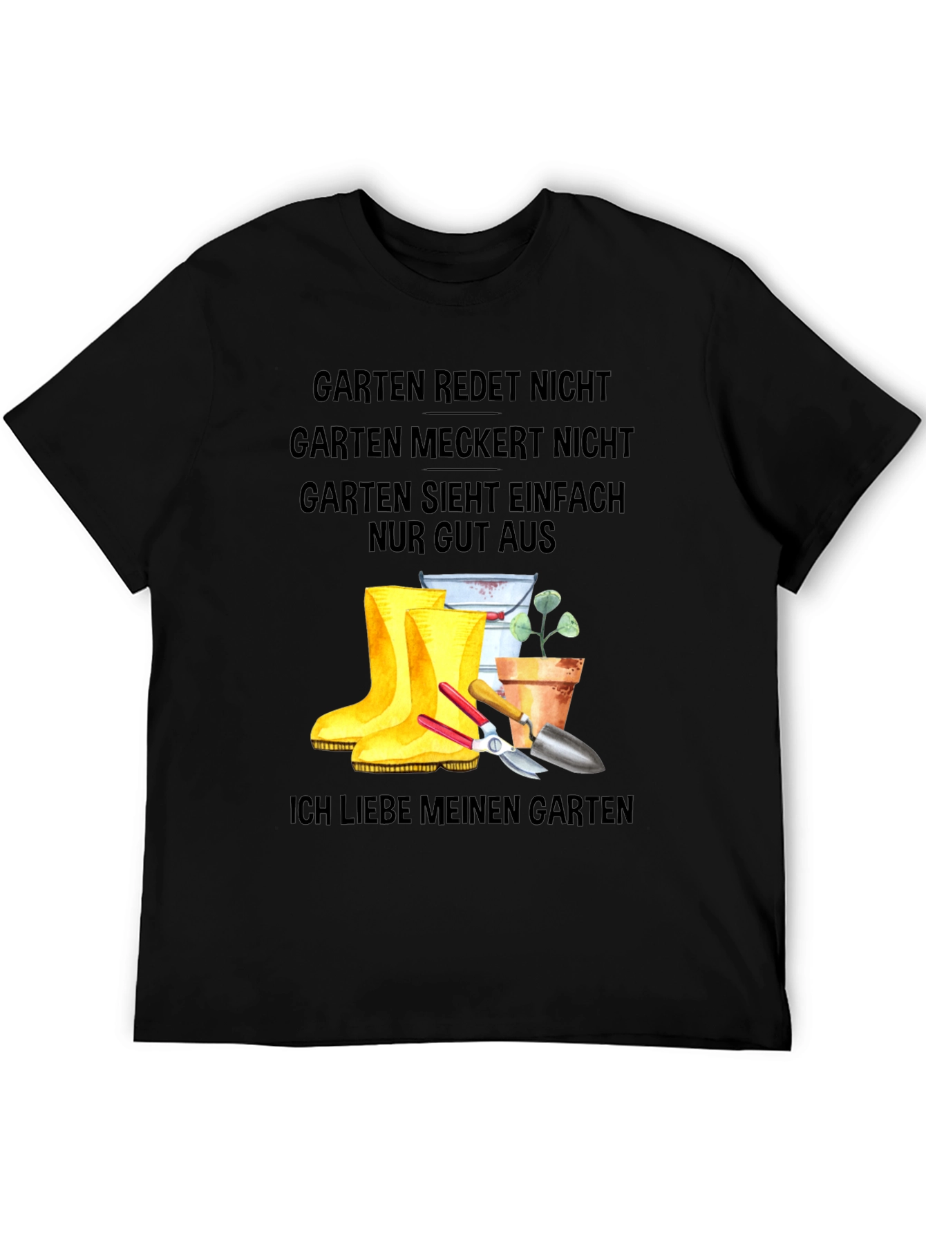 Garten German T-Shirt: Gardener Boots and Tools Tee