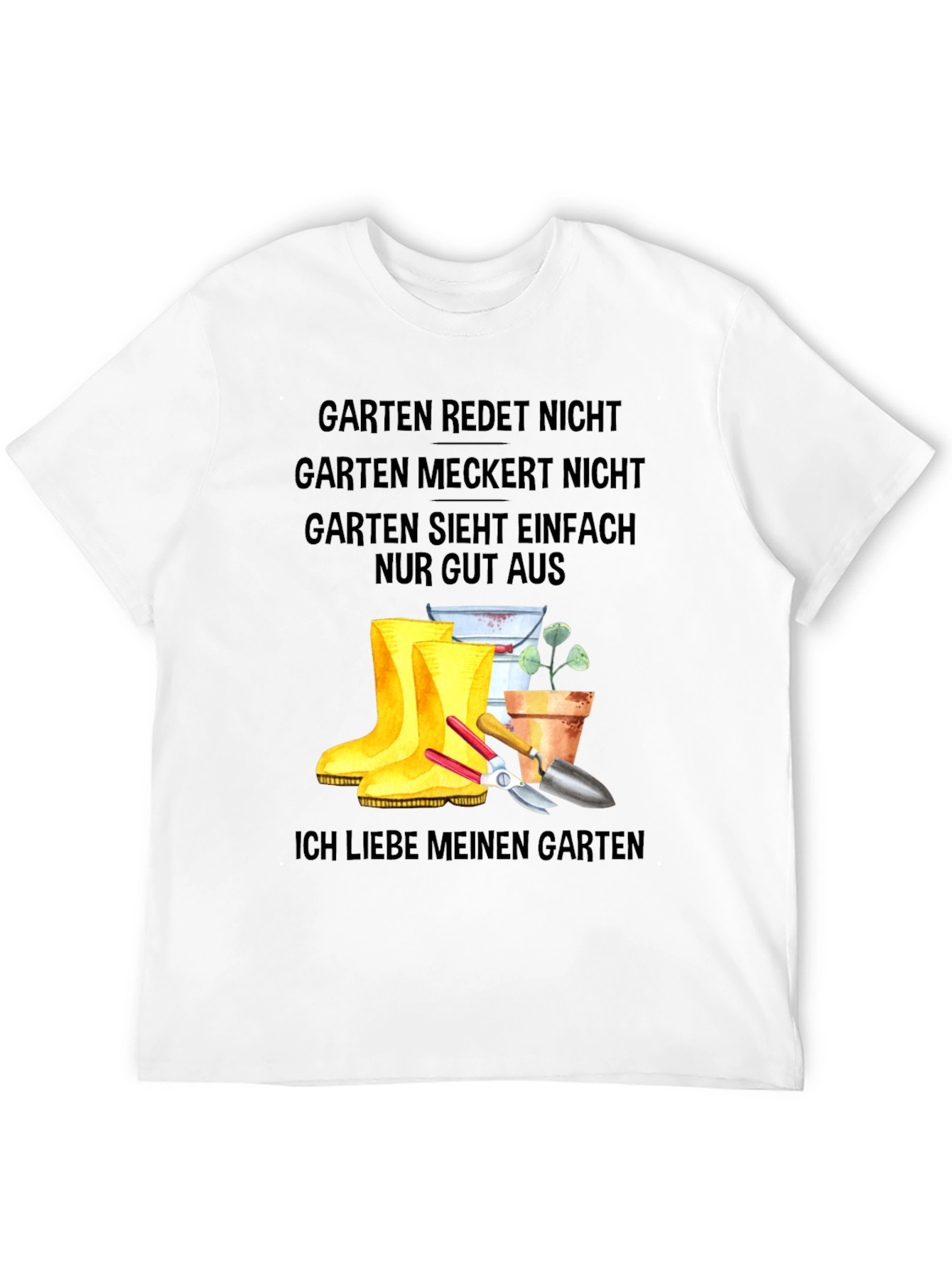 Garten German T-Shirt: Gardener Boots and Tools Tee