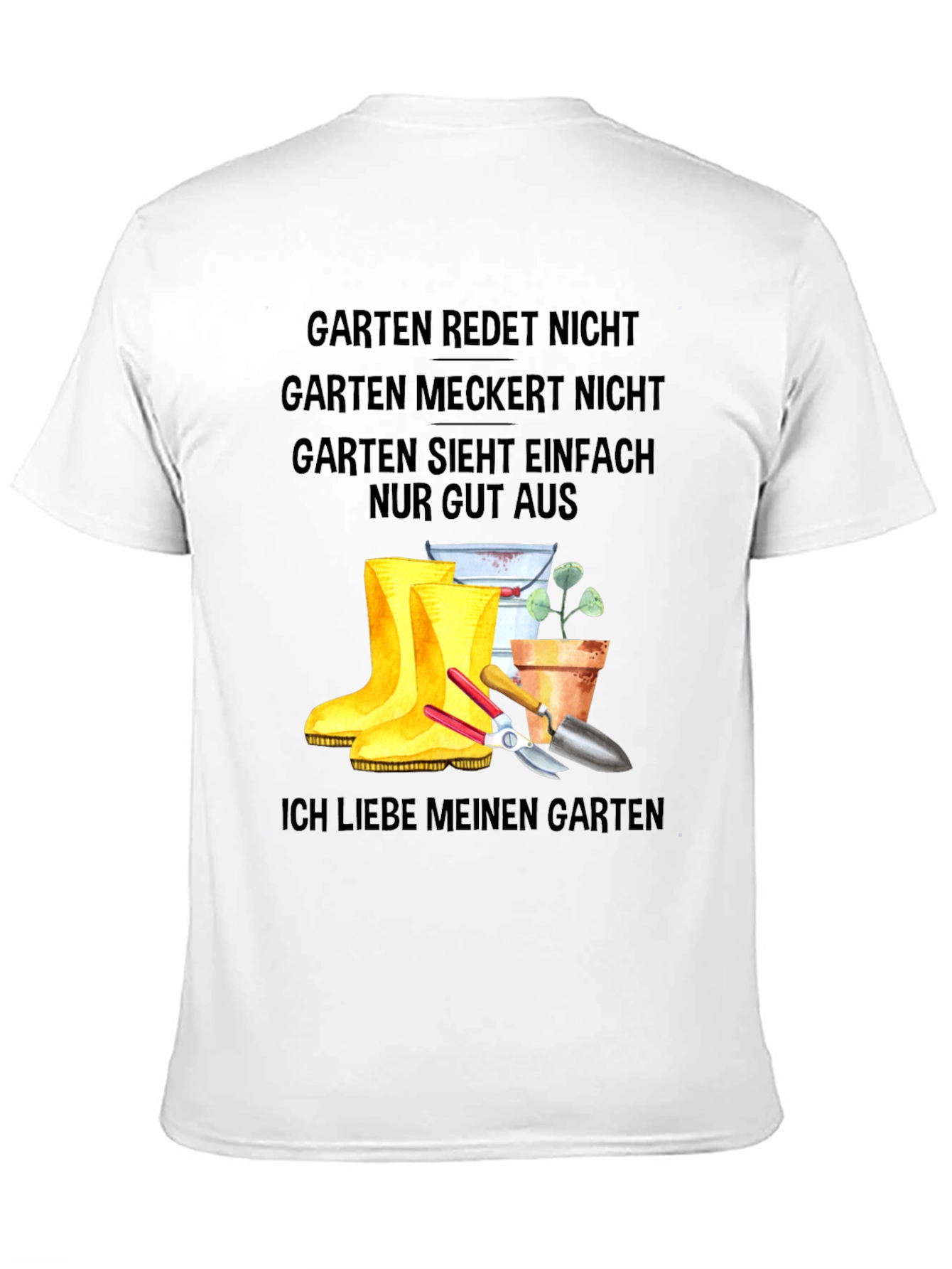 Garten German T-Shirt: Gardener Boots and Tools Tee