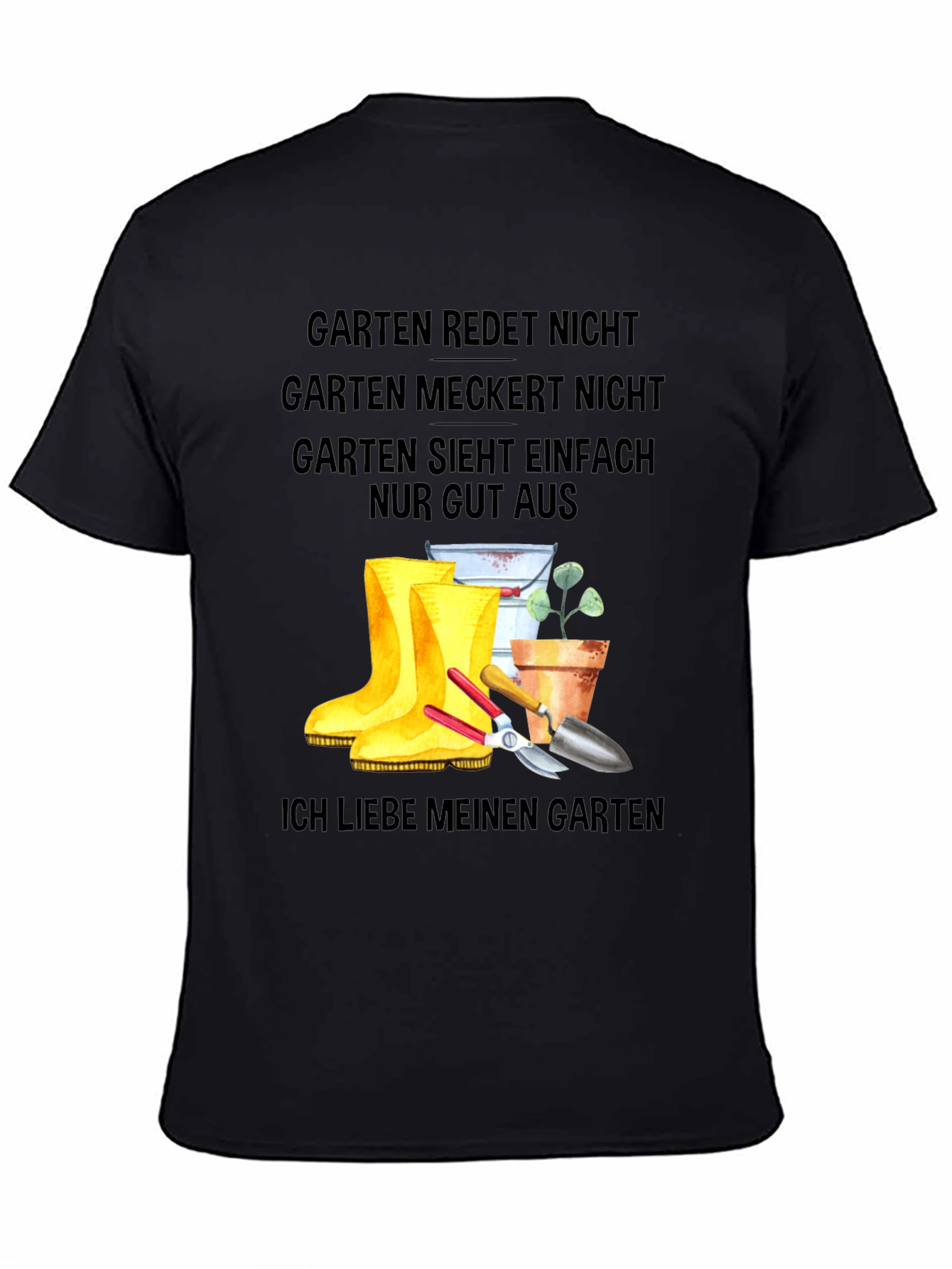 Garten German T-Shirt: Gardener Boots and Tools Tee