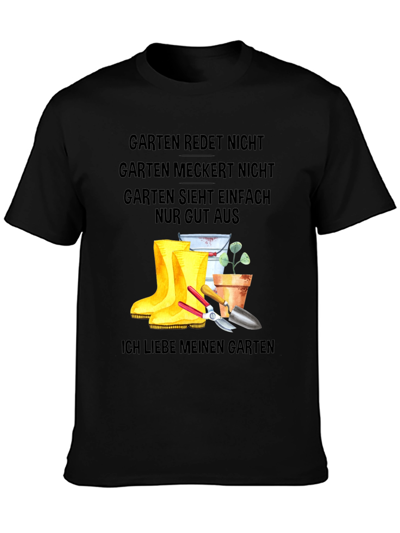 Garten German T-Shirt: Gardener Boots and Tools Tee