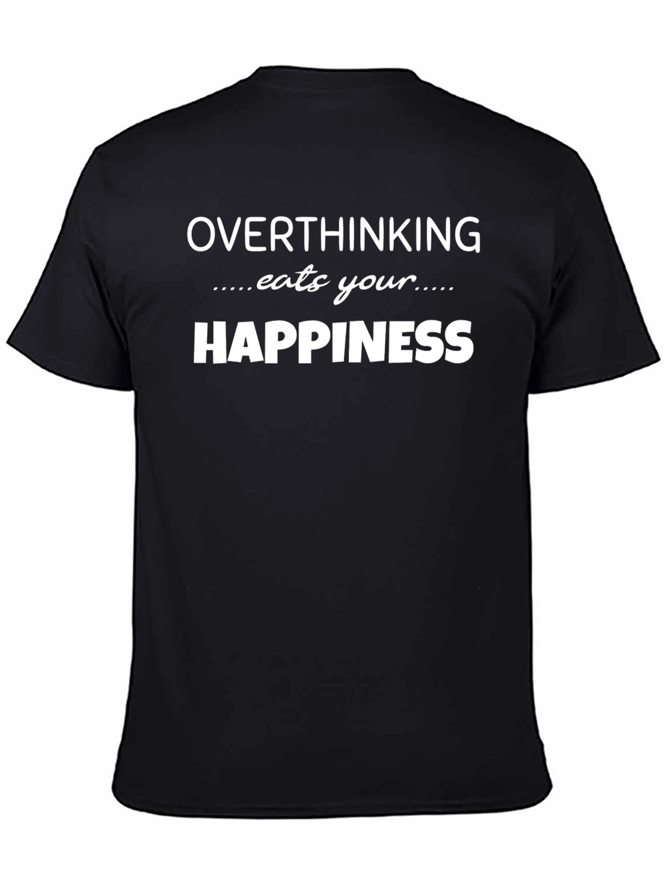 Overthinking Eats Happiness Black Graphic Tee